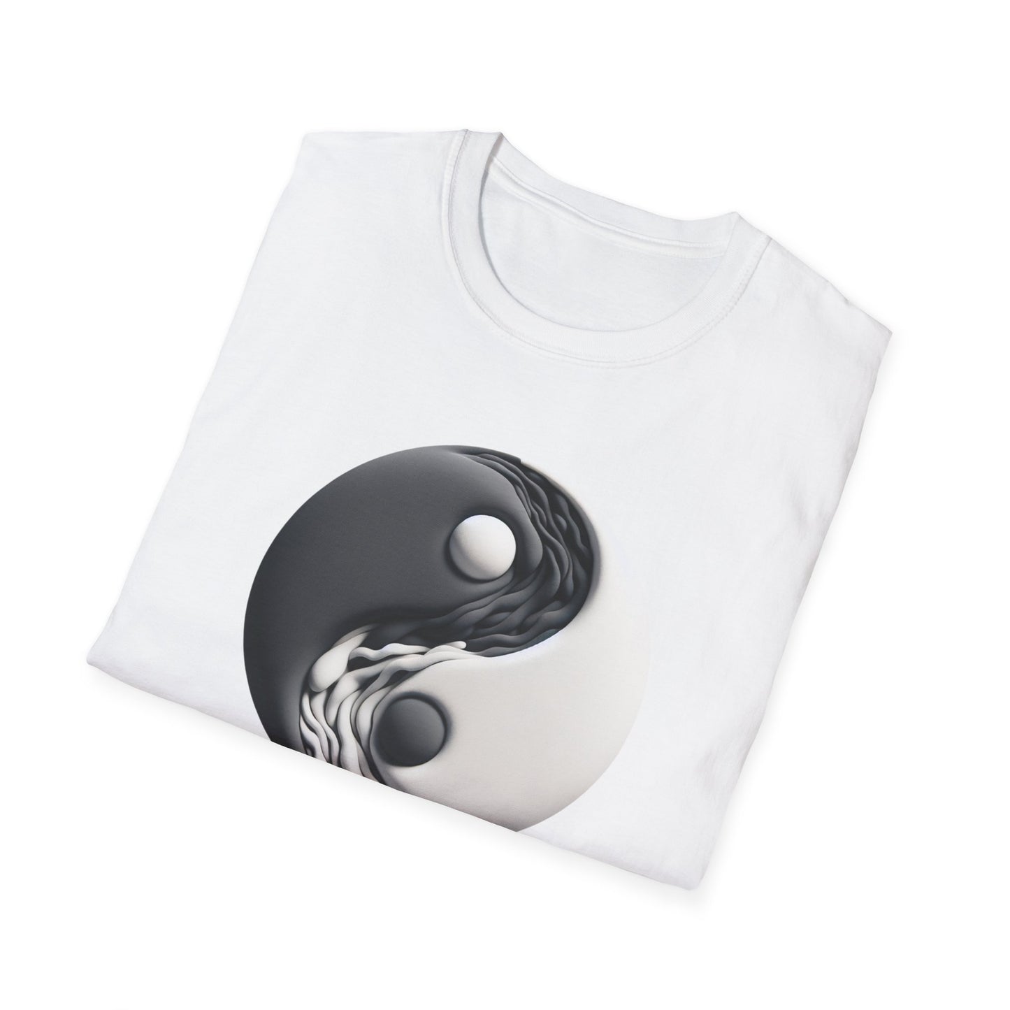 Blending good and evil, yin yang, Unisex Softstyle T-Shirt - Psychonaut Swag