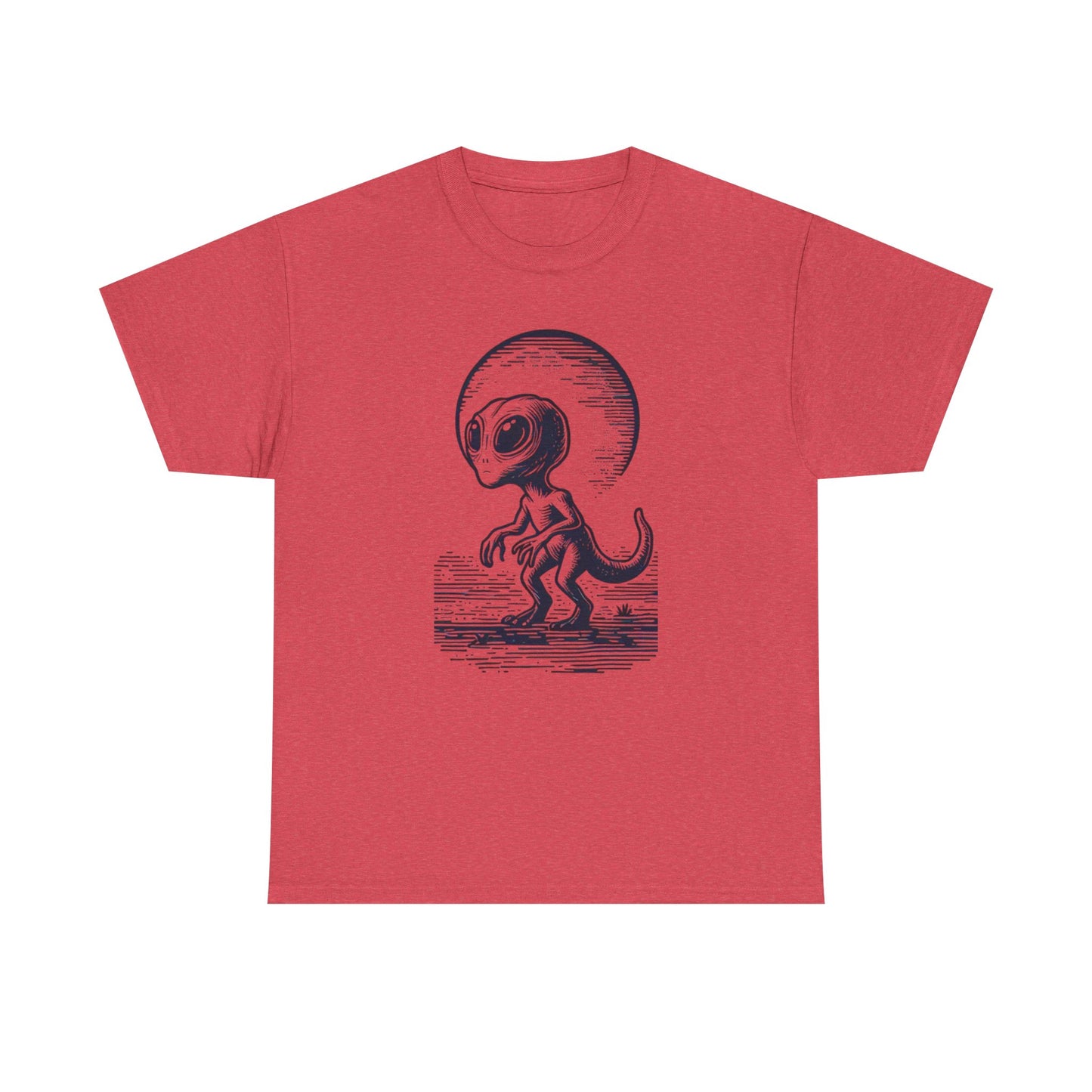 Dinosaur Hybrid, Graphic Unisex Heavy Cotton Tee | UFO Lover T-Shirt | Space-Themed Apparel - Psychonaut Swag