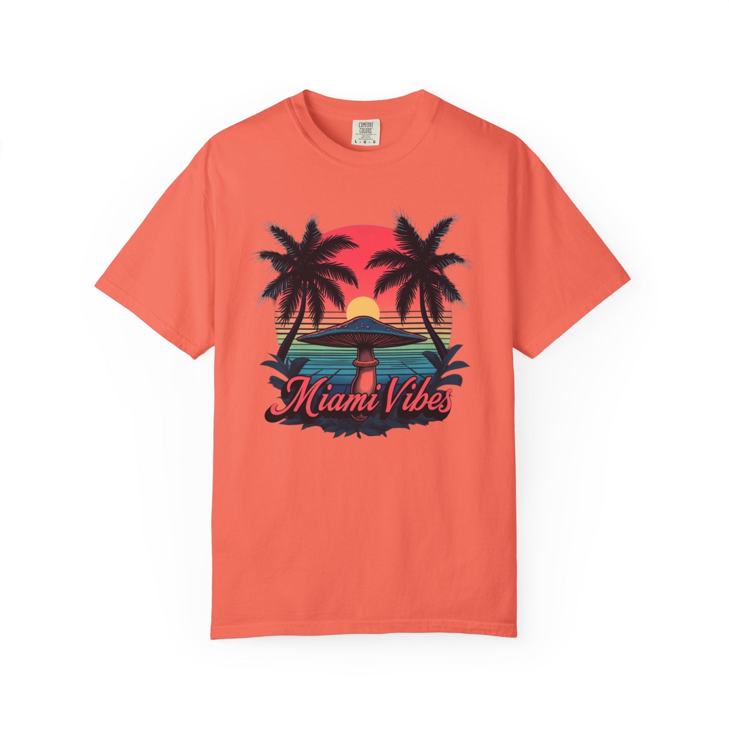 Miami Vibes, T-Shirt with Tropical Vibes Design, Summer Apparel, Beachwear, Gift for Vacation Lovers, Relaxed Style - Psychonaut Swag