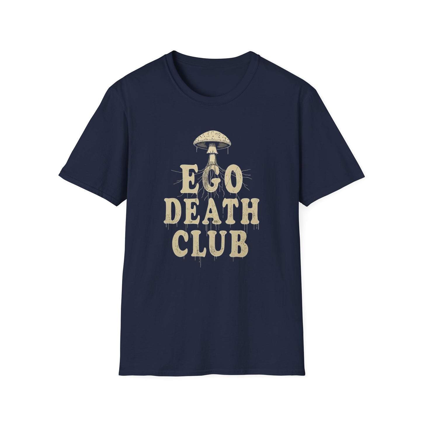 Ego Death Club Mushroom, T-Shirt, Unisex Softstyle Tee, Casual Wear, Gift for Friends, Unique Graphic Shirt - Psychonaut Swag