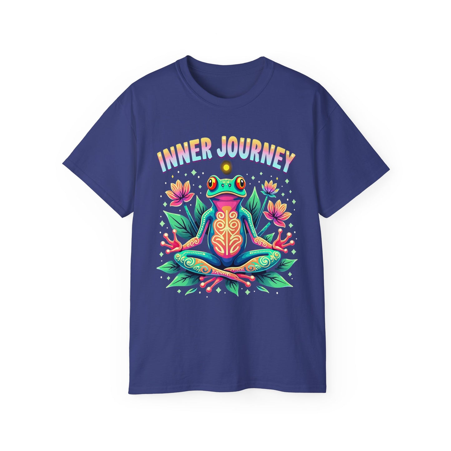 Inner Journey Unisex Ultra Cotton Tee - Vibrant Frog Design for Yoga and Meditation - Psychonaut Swag