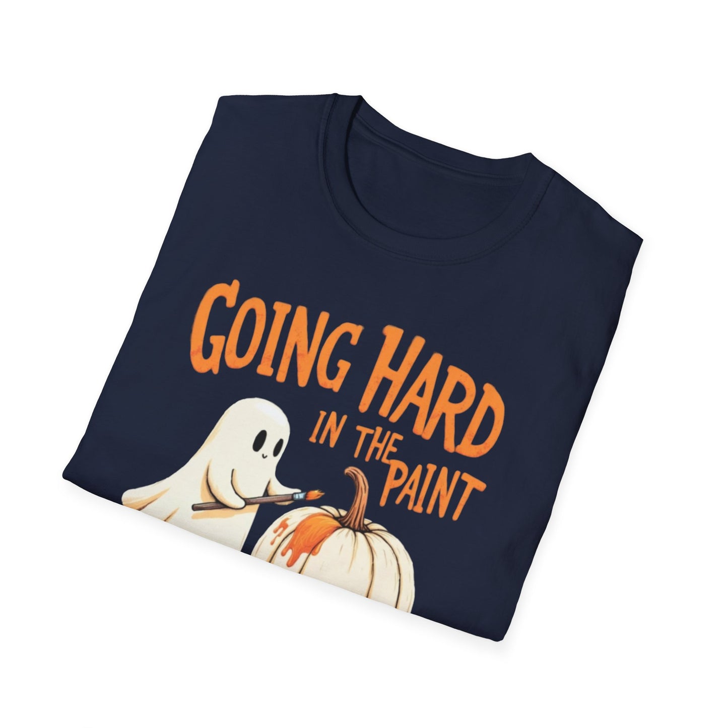 Halloween Ghost painting, T-Shirt, Fun Halloween Shirt, Unisex Softstyle Tee, Autumn Apparel, Pumpkin Design Tee