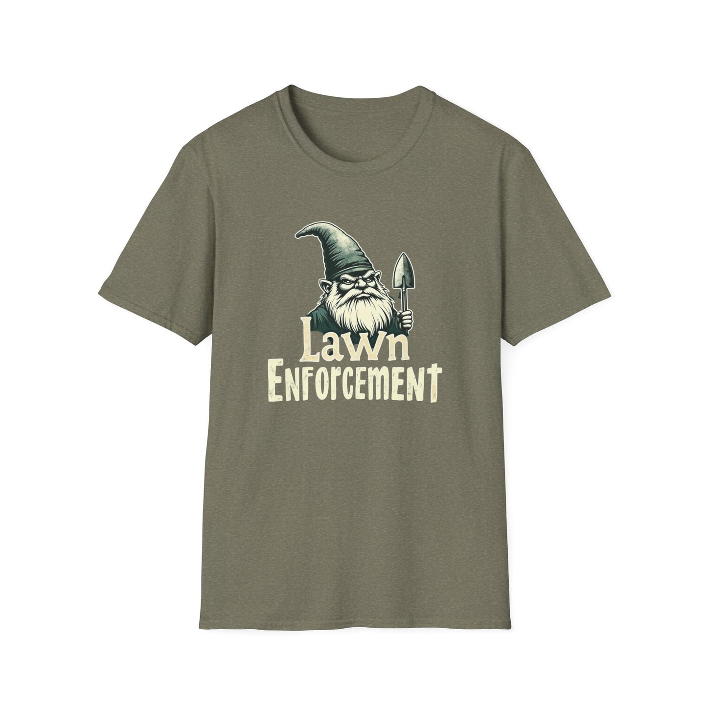 Whimsical Gnome Lawn Enforcement Unisex T-Shirt, Funny Gift for Men, Unique Humor Tee, Cozy Casual Wear, Perfect for Birthdays & Celebrations - Psychonaut Swag