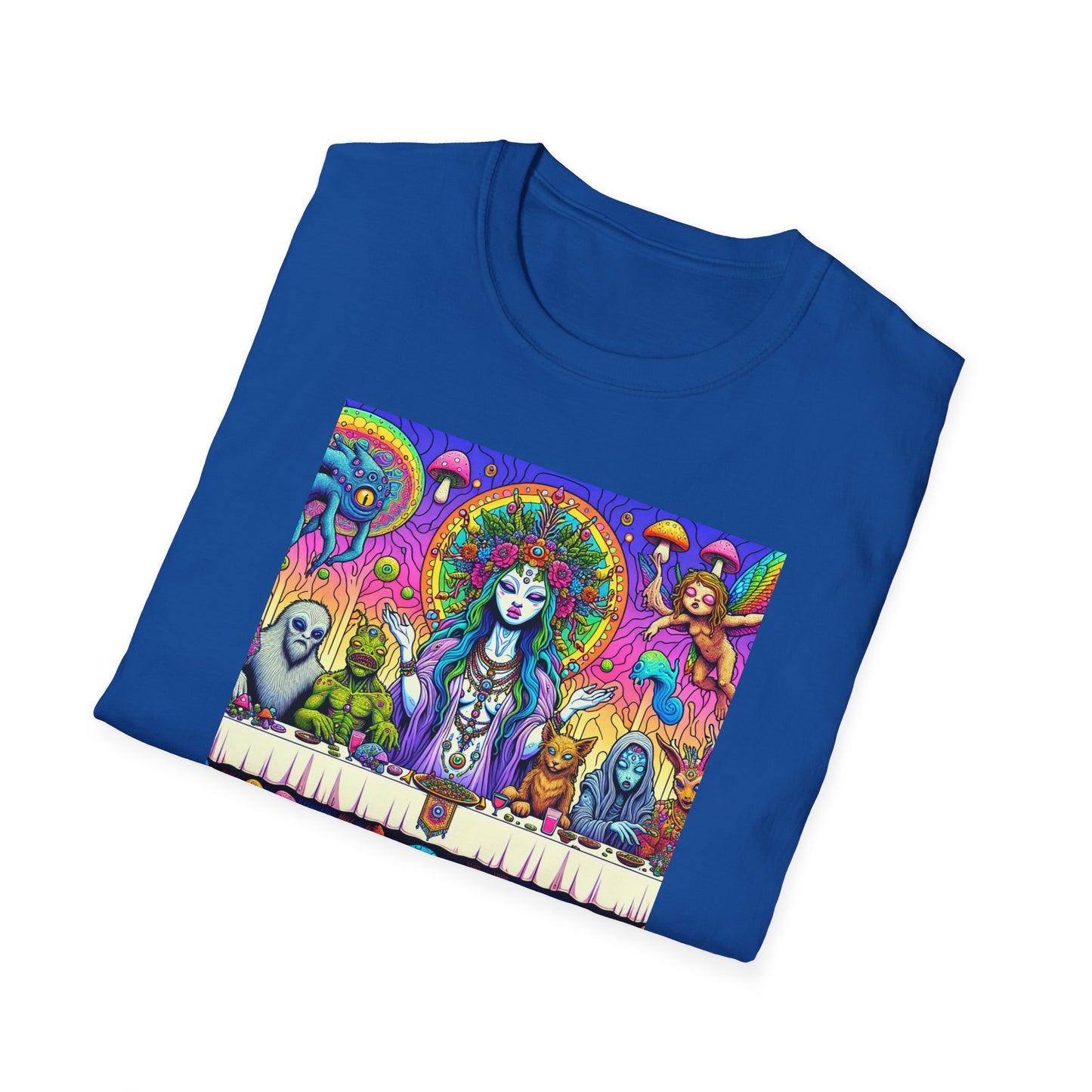 Mushroom Last Supper, Unisex Softstyle T-Shirt - Psychonaut Swag