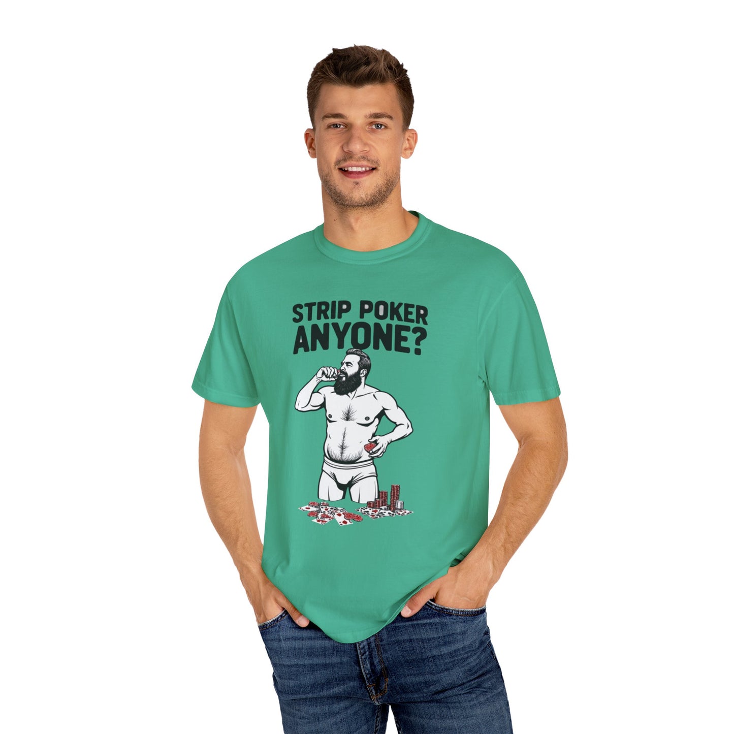 Strip Poker Humor T-Shirt, Funny Gift for Gamers, Men's Casual Tee, Party Outfit, Unique Dad Gift, Birthday or Game Night Attire