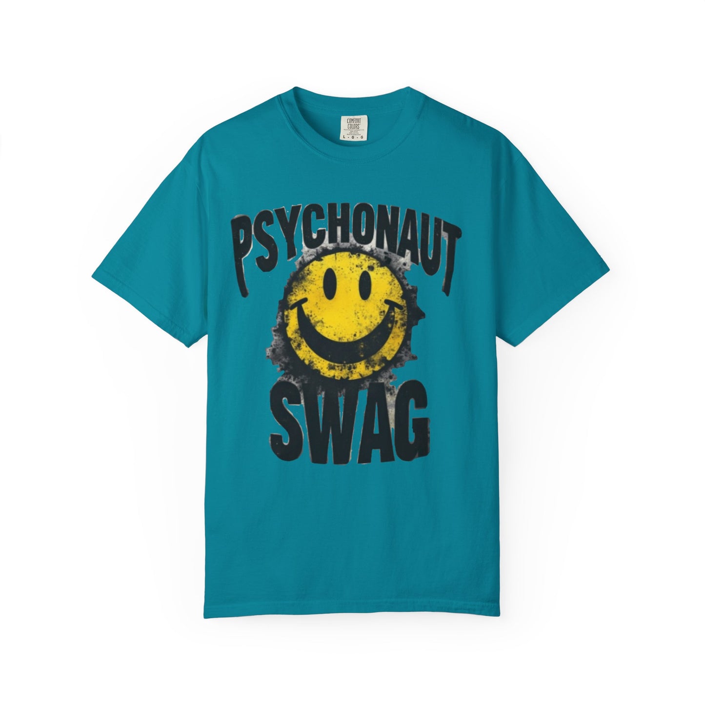 Psychonaut Swag Yellow Smiley Face, Trendy Graphic Tee for Festival Lovers, Casual Wear, Gifts, Street Style