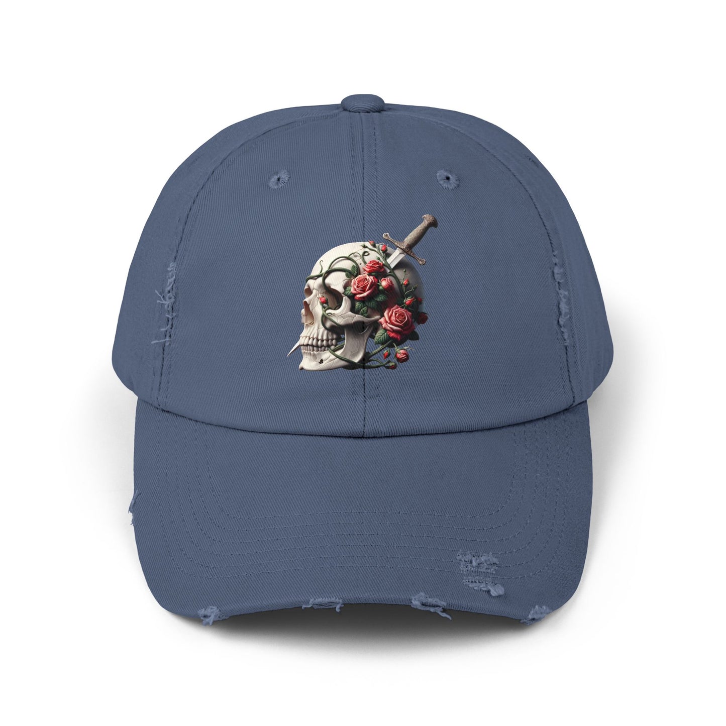 Skull rose, Unisex Distressed Cap