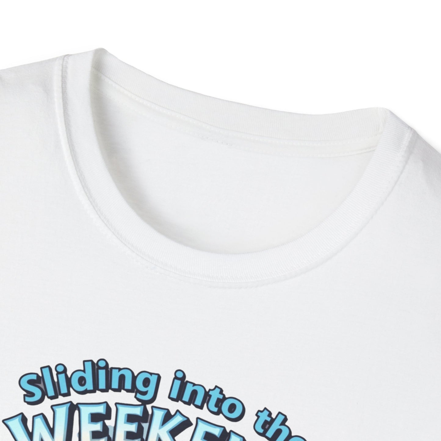 Sliding Penguin, Weekend Vibes T-Shirt, Funny Graphic Tee, Penguin Design Shirt, Casual Apparel, Unisex Softstyle T-Shirt - Psychonaut Swag