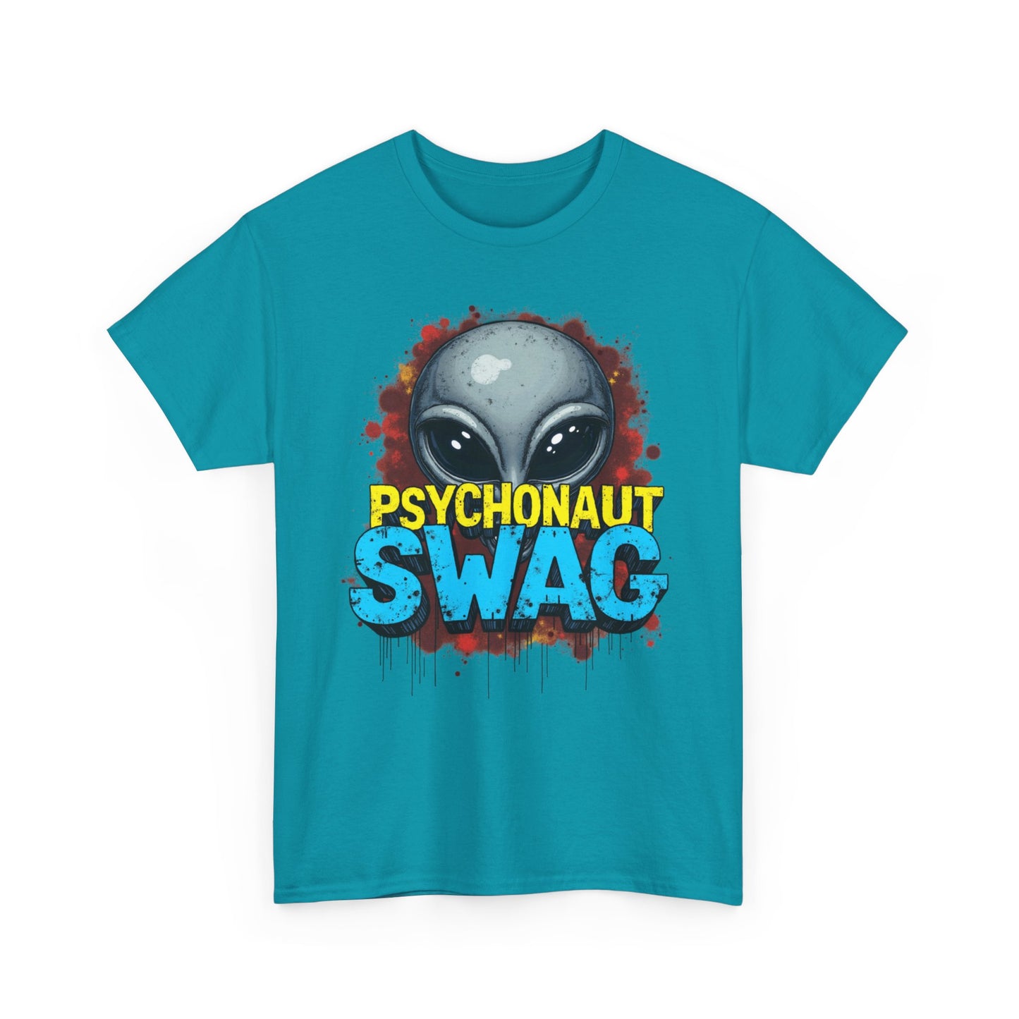Hidden Alien, Psychonaut Swag, Staple Tee, Unisex Heavy Cotton Tee - Psychedelic Alien Swag Tee, Fun Graphic Tee, Perfect for Festivals, Casual Wear, Gift for Space Lovers - Psychonaut Swag