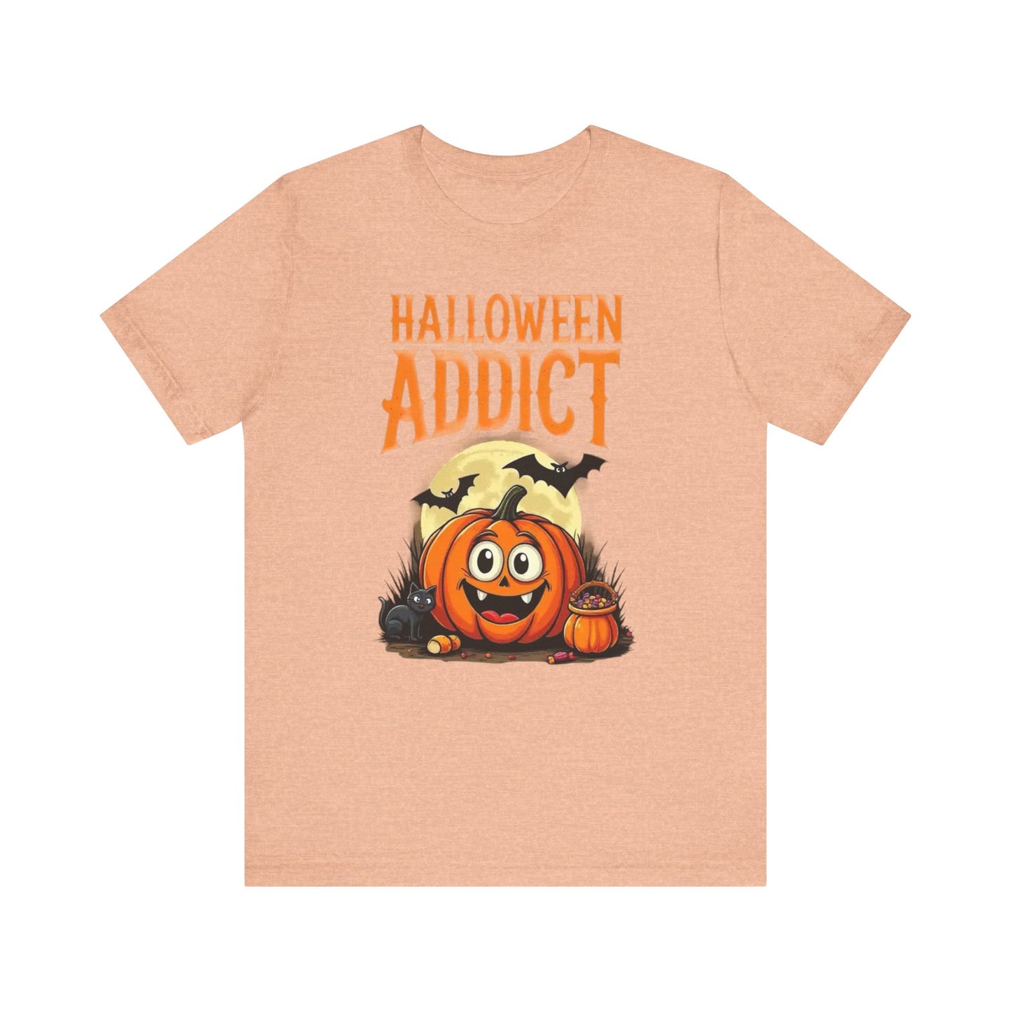 Halloween Addict Tee | Unisex Short Sleeve T-Shirt, Fun Halloween Apparel, Pumpkin Tee, Spooky Season Shirt, Gift for Halloween Lovers - Psychonaut Swag