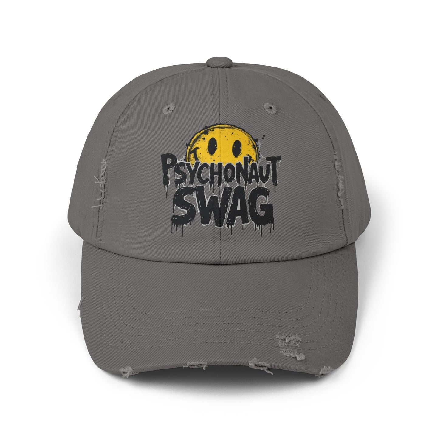 Psycho Unisex Distressed Cap, Cool Casual Hat, Streetwear Accessory, Gift for Trendsetters, Festival Gear, Summer Vibes - Psychonaut Swag