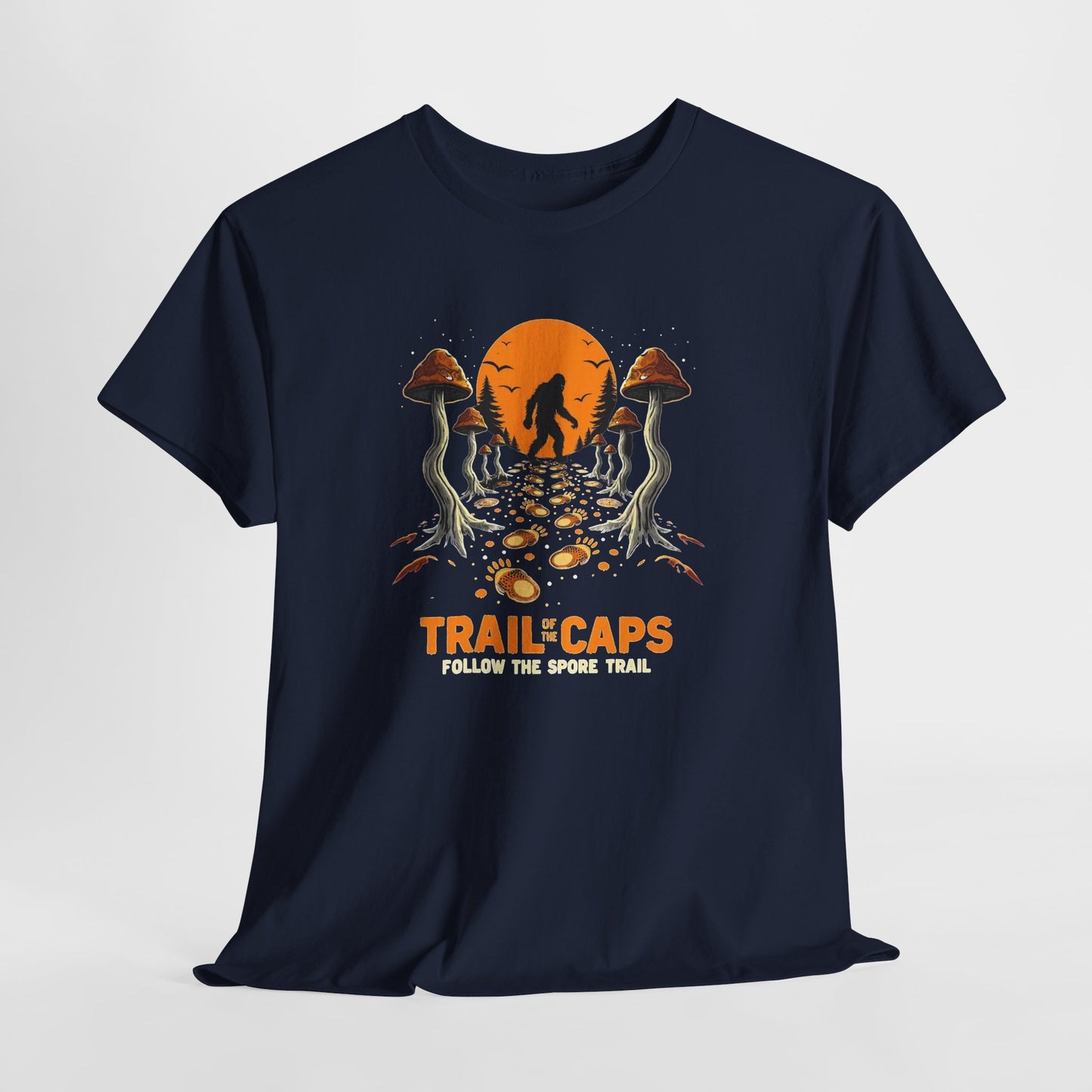 Trailcaps Mushroom Tee — “Follow the Spore Trail” Forest Adventure Shirt