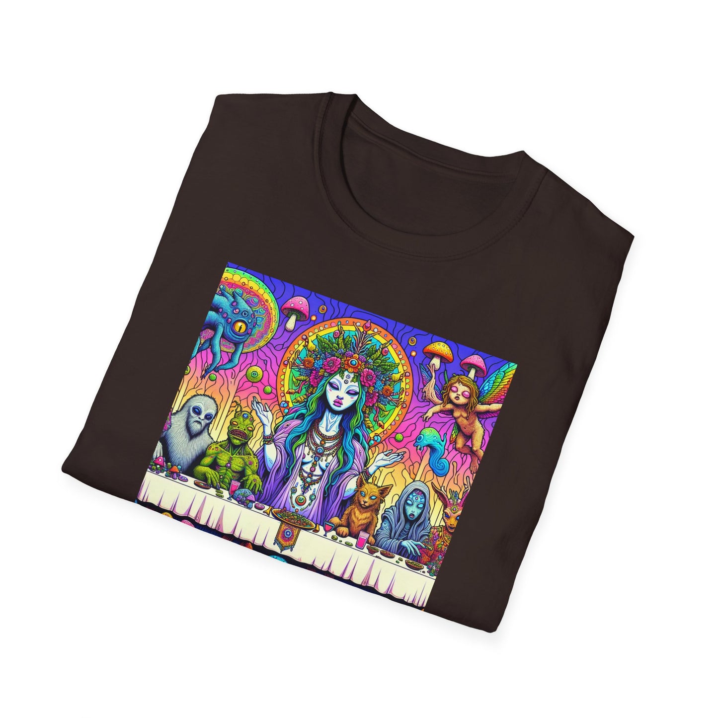 Mushroom Last Supper, Unisex Softstyle T-Shirt - Psychonaut Swag