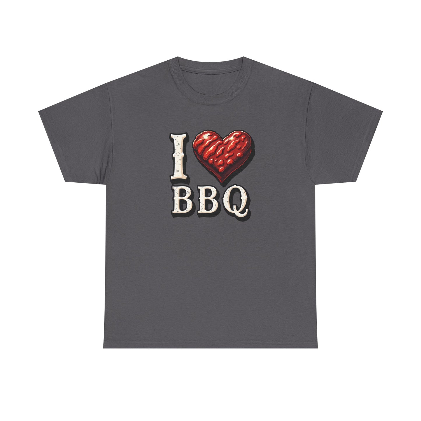 I Love BBQ Unisex Heavy Cotton Tee - Perfect for BBQ Lovers, Summer Cookouts, Grilling Events, Foodie Gift, Casual Wear - Psychonaut Swag