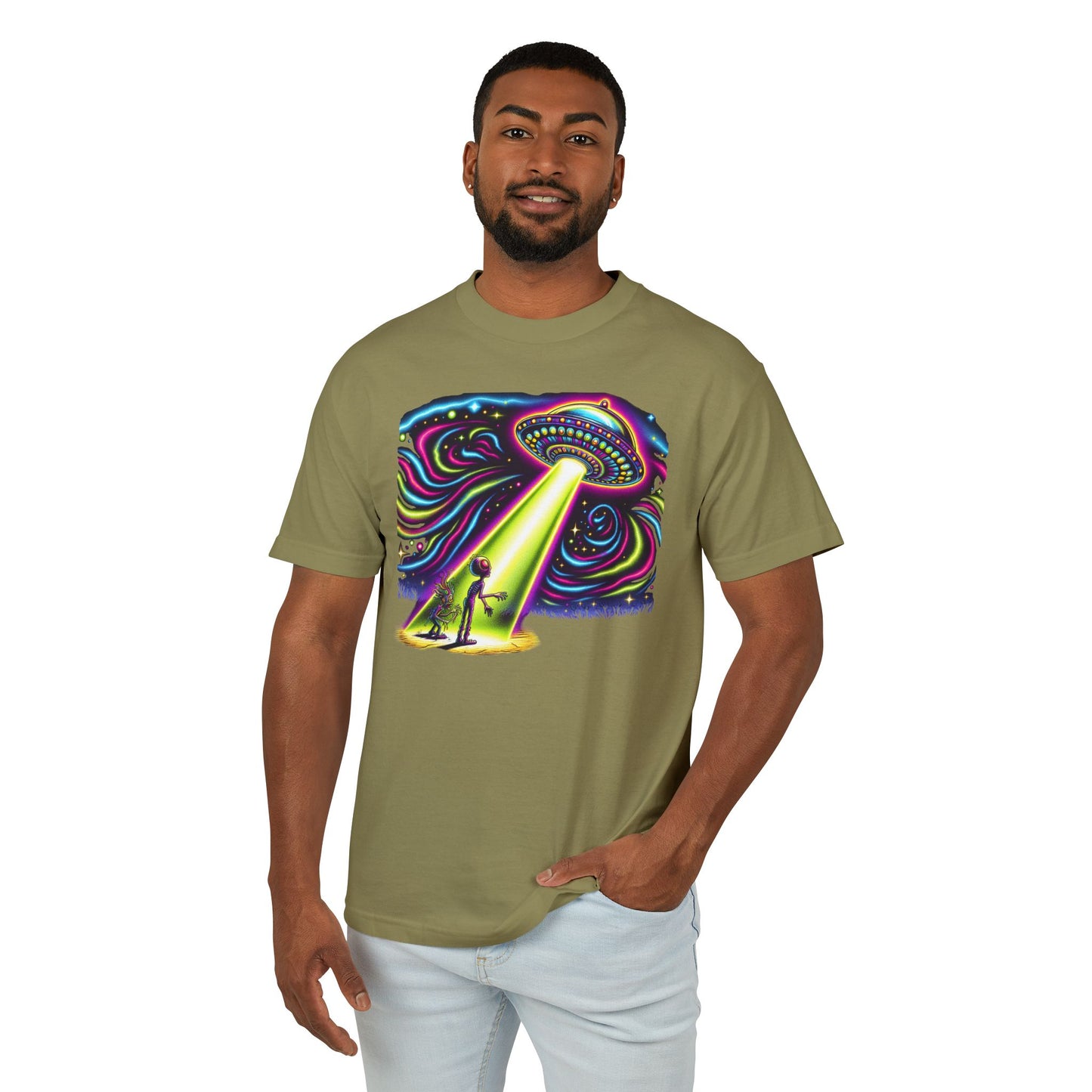 A Wild Trip, UFO sighting, Unisex Garment-Dyed Heavyweight Cotton Tee - Psychonaut Swag