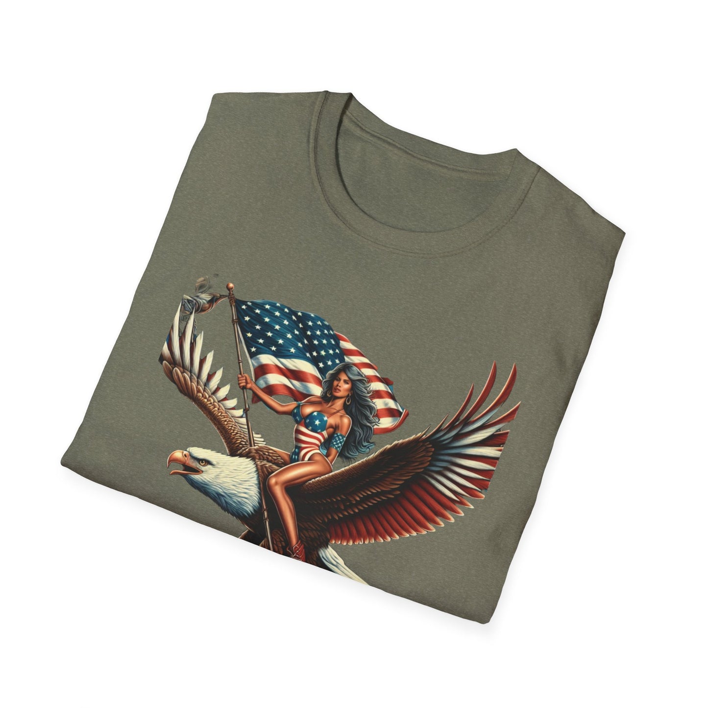 Patriot Riding Eagle, Graphic Tee - Unisex T-Shirt, Eagle Design, 4th of July Shirt, Independence Day Apparel, Festival Wear, Gift for Patriots - Psychonaut Swag