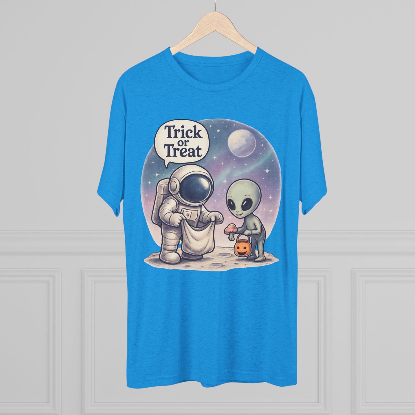 Space Trick or Treat Crew Tee, Halloween T-Shirt, Space Theme Shirt, Unisex Graphic Tee, Fun Costume Tee, Gift for Space Lovers