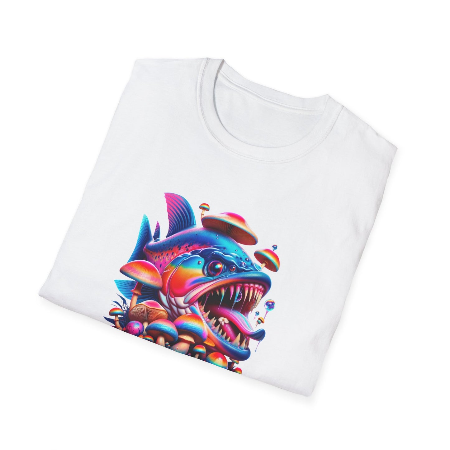 Piranha with Shrooms, Unisex Softstyle T-Shirt - Psychonaut Swag