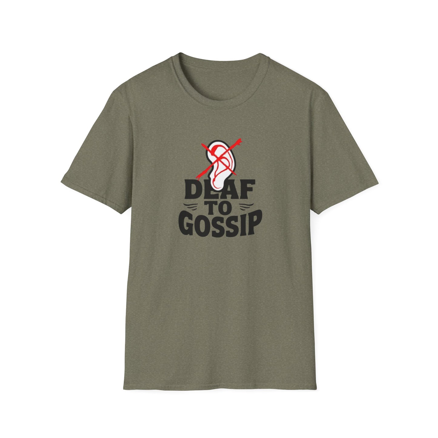 Deaf to Gossip T-Shirt, Unisex Softstyle Tee, Funny Graphic T-Shirt, Awareness Apparel, Gift for Friends, Casual Wear - Psychonaut Swag