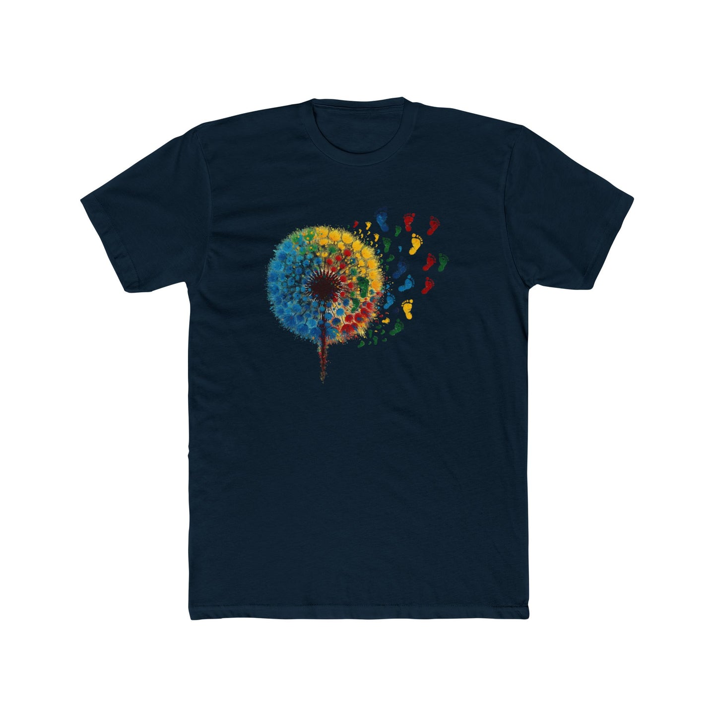 Colorful Dandelion Unisex Cotton Crew Tee, Gift for Nature Lovers, Casual Wear, Art T-Shirt, Eco-Friendly Fashion, Summer Style - Psychonaut Swag