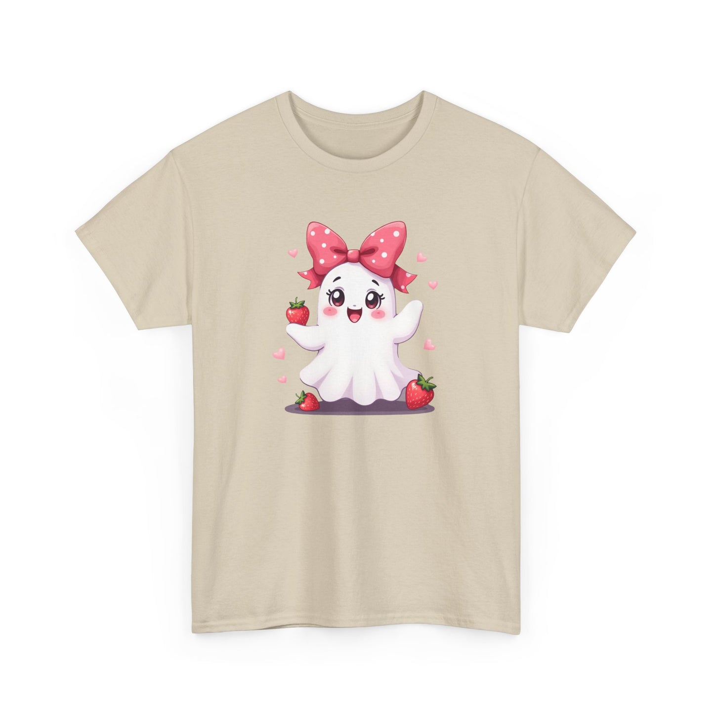 Cute Ghost Strawberry Unisex Tee, Perfect for Halloween, Gift, Casual Wear, Festival Shirt, Summer Vibes, Kawaii Apparel
