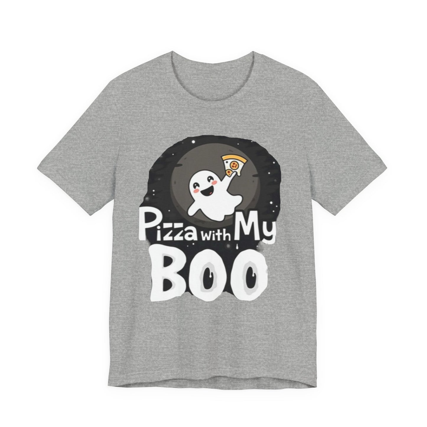 Ghost Pizza Boo Tee - Unisex Jersey Short Sleeve T-Shirt, Funny Halloween Shirt, Spooky Costume, Ghost Lover Gift, October Celebration
