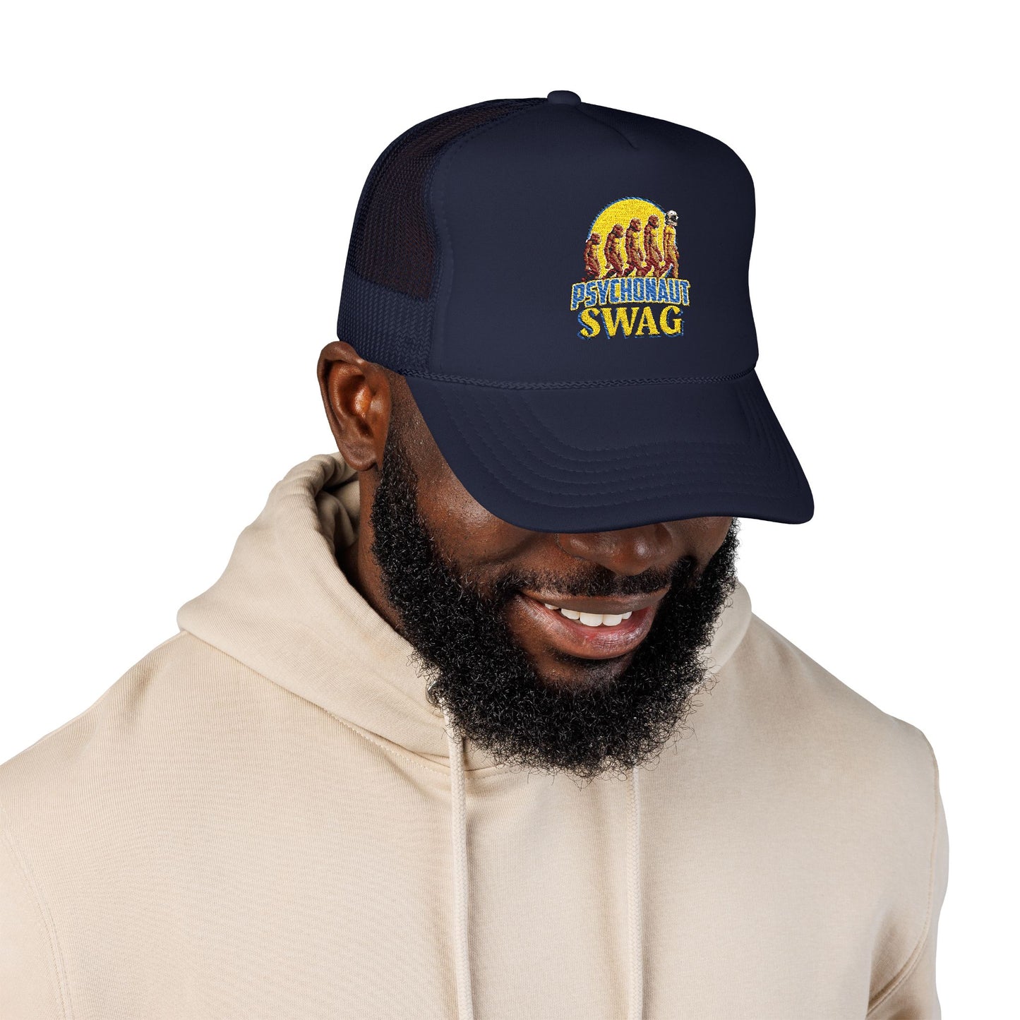 Psychonaut swag small biz, Trucker Hat, Retro Snapback Cap for Festivals, Embroidered Swag for Psychonauts, Perfect Gift for Music Lovers