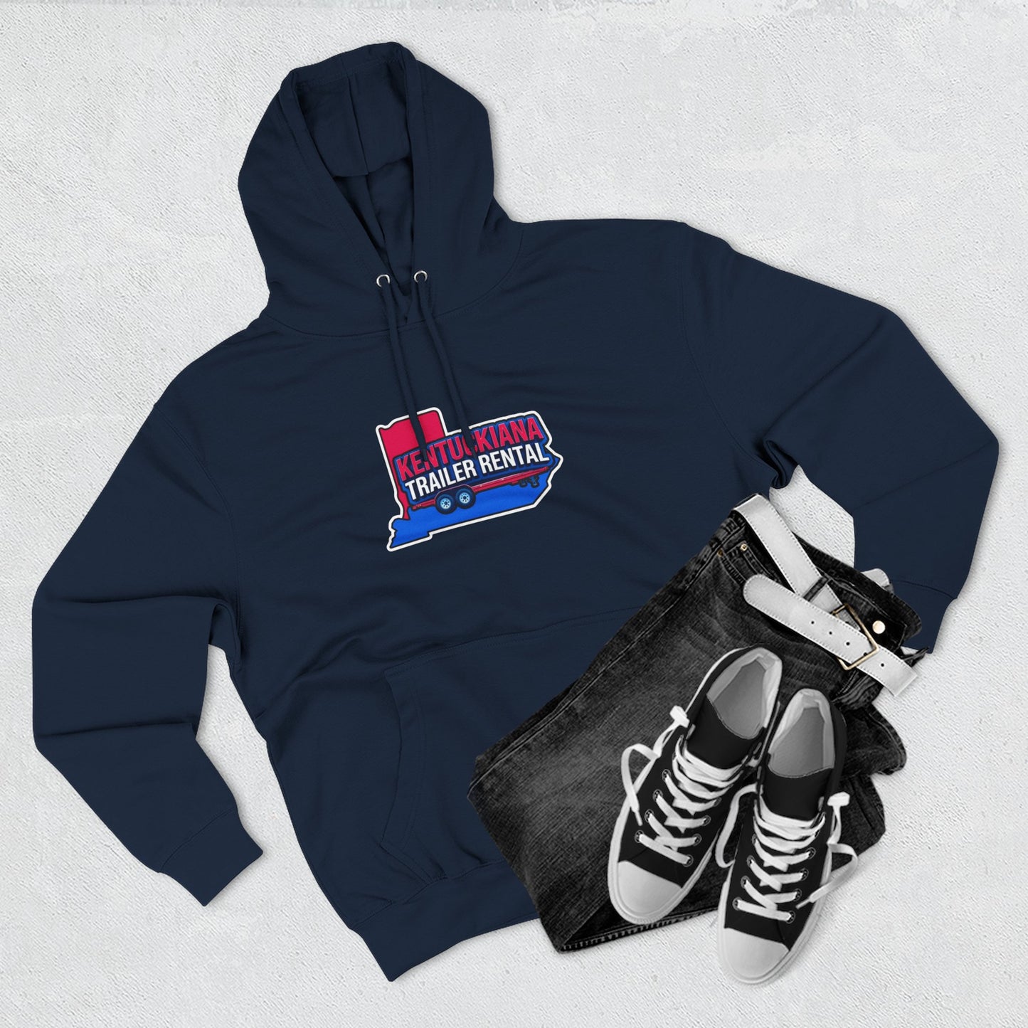 Kentuckiana Trailer Rental Hoodie | Cozy Casual Wear, Perfect for Road Trips, Gift for Outdoor Enthusiasts, Iconic Travel Style