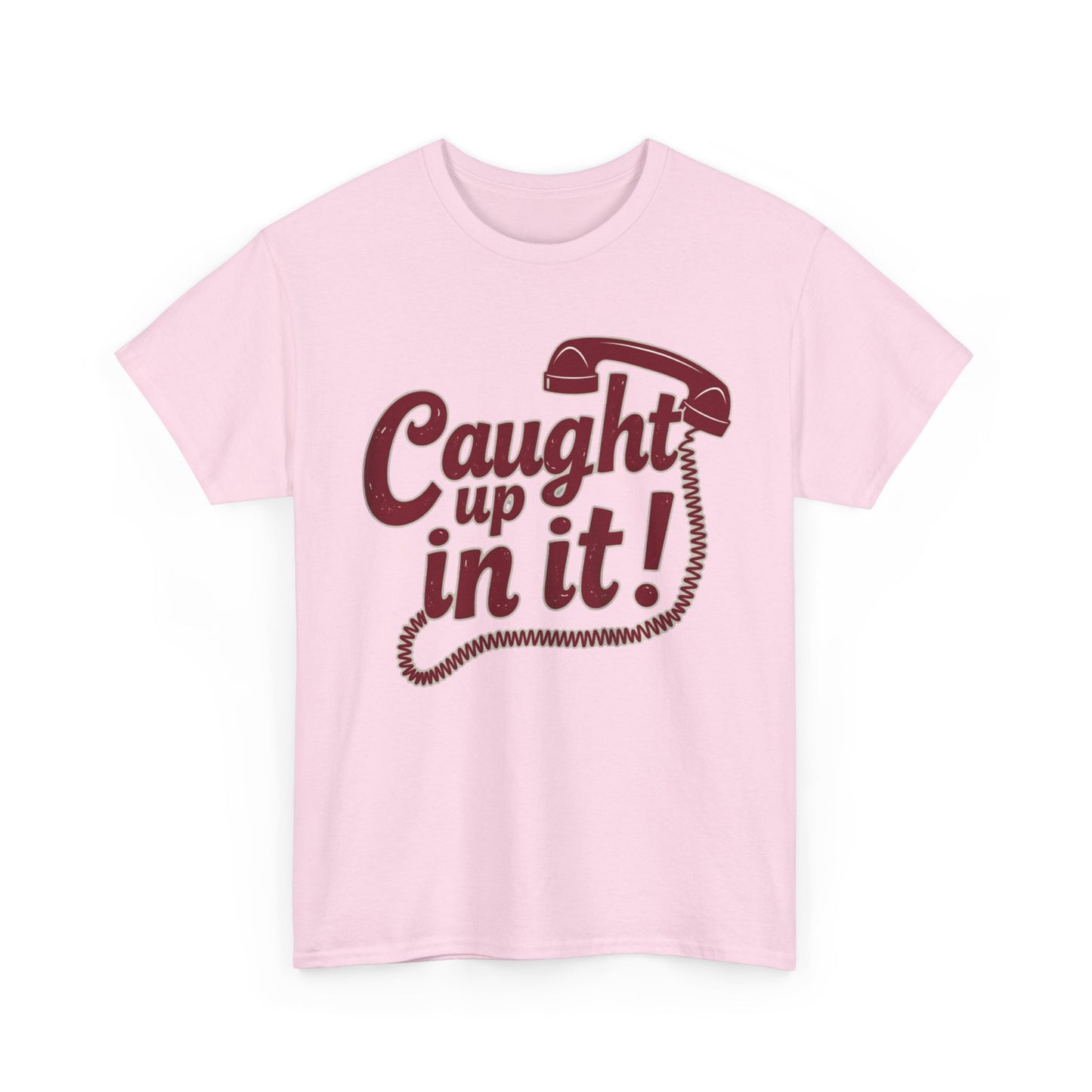 Caught Up in It, Phone chord, Unisex Heavy Cotton Tee, Vintage Phone Graphic T-Shirt, Casual Daily Wear, Fun Gift for Friends, Trendy White Tee - Psychonaut Swag