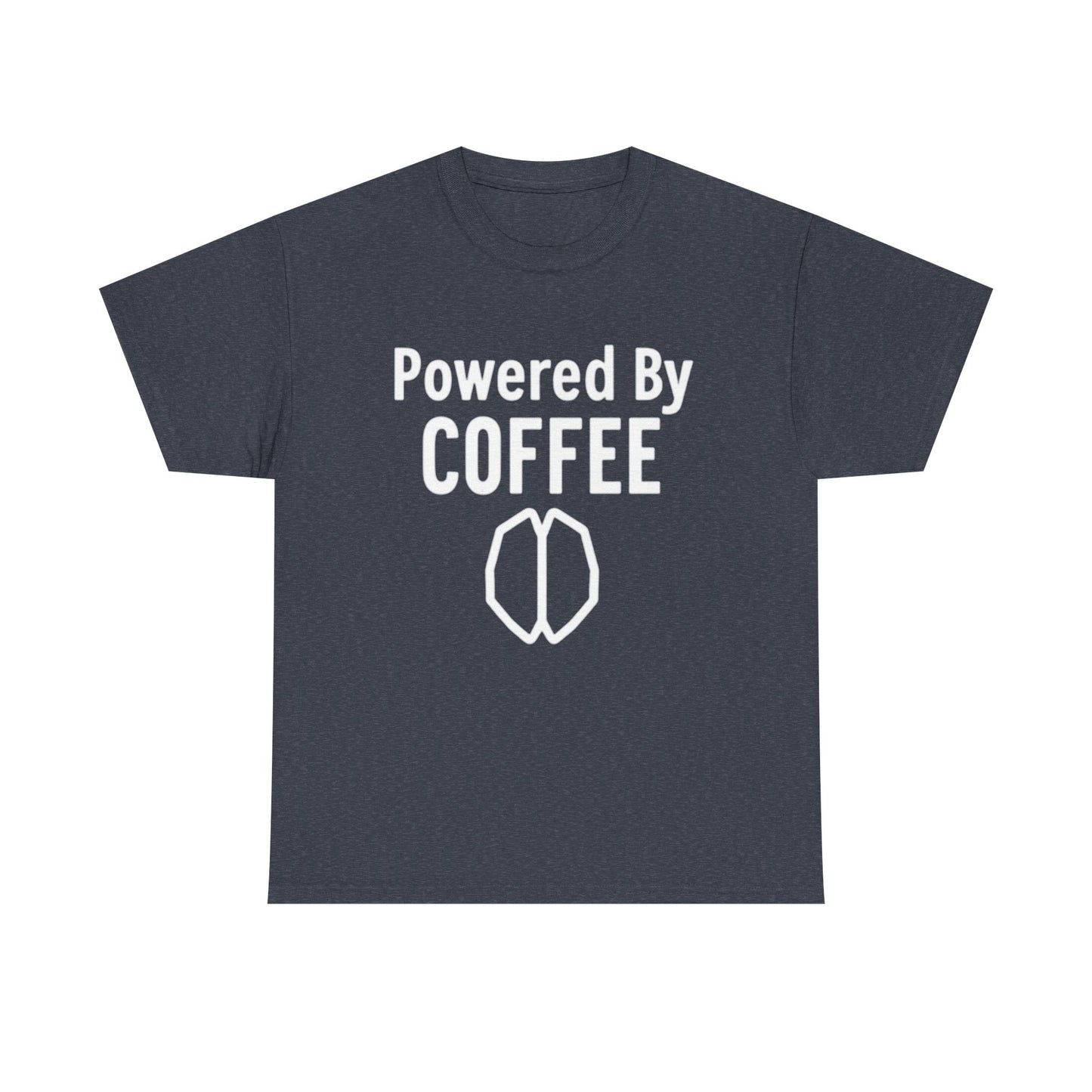 Powered By Coffee Unisex Heavy Cotton Tee, Funny Coffee Lover Shirt, Gift for Barista, Casual Wear, Perfect for Birthdays, Everyday Use - Psychonaut Swag