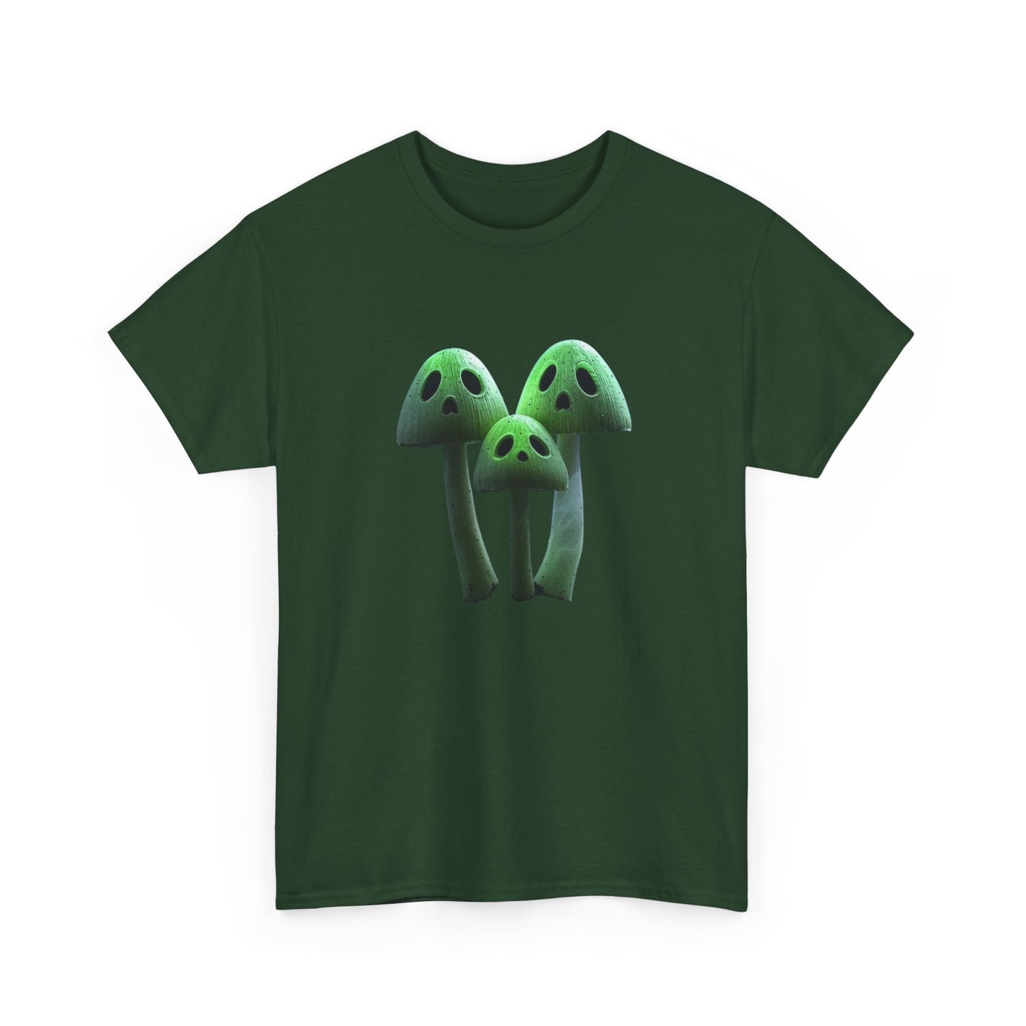 Glowing Ghost Mushroom Tee - Unisex Heavy Cotton T-Shirt, Funny Shirt, Unique Gift, Outdoor Adventure Wear, Halloween Shirt