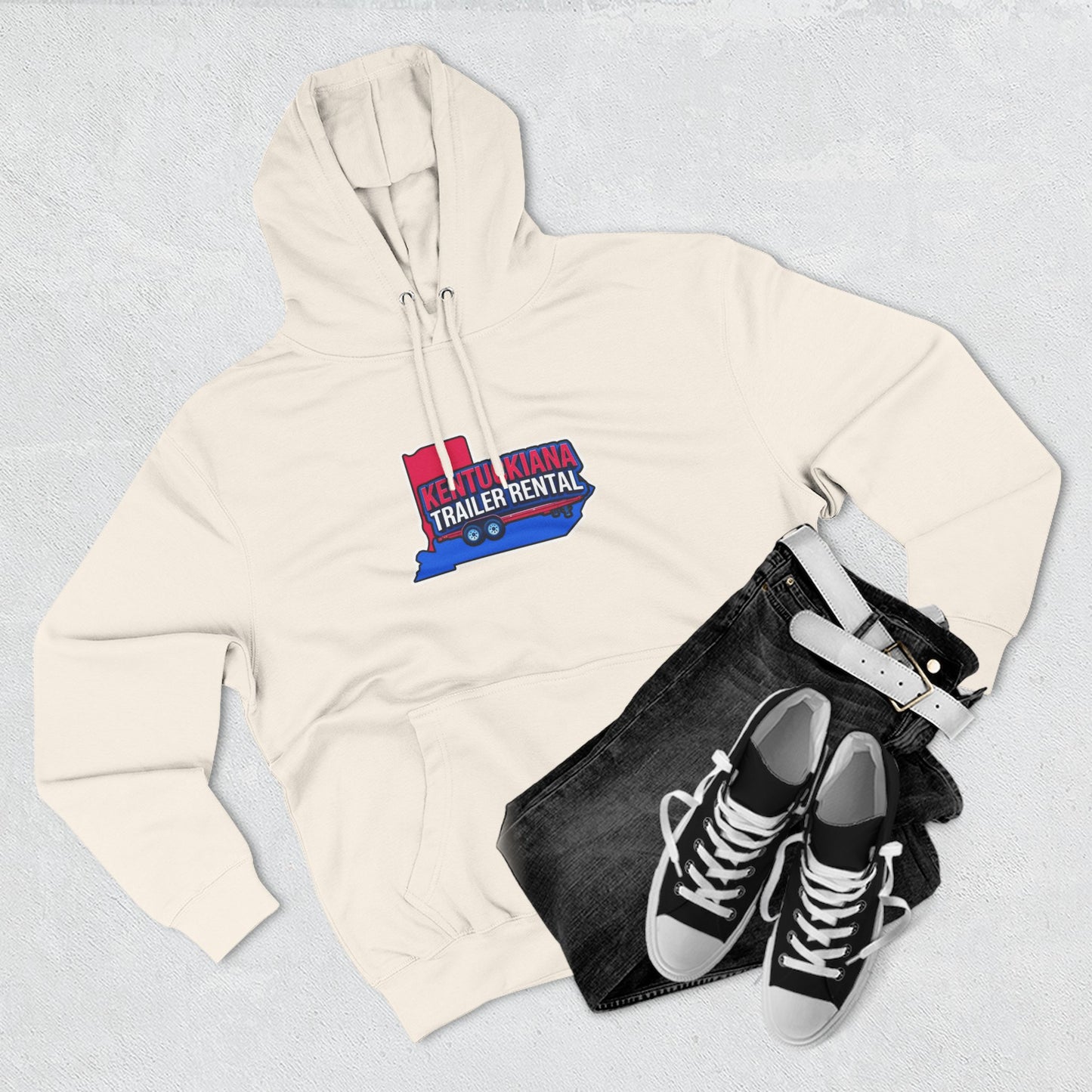 Kentuckiana Trailer Rental Hoodie | Cozy Casual Wear, Perfect for Road Trips, Gift for Outdoor Enthusiasts, Iconic Travel Style