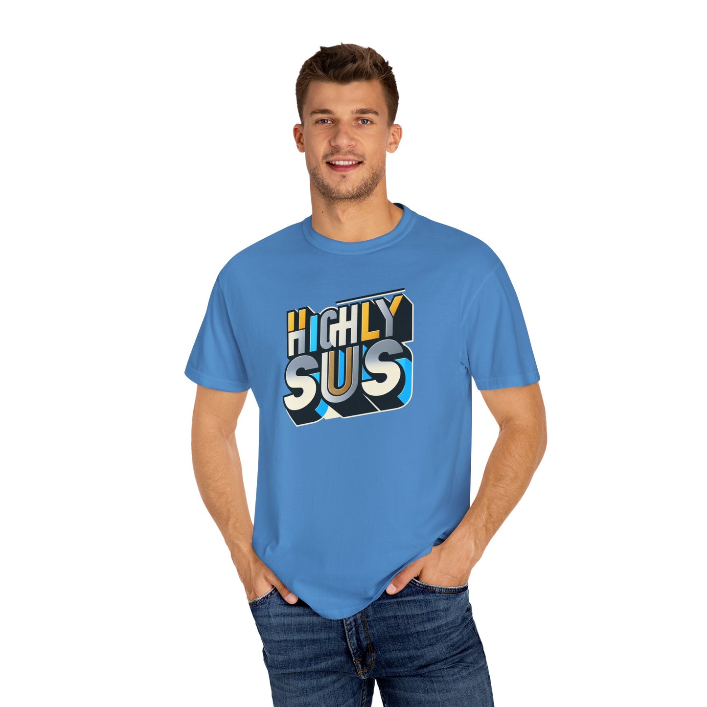 Highly Sus Unisex Garment-Dyed T-shirt - Trendy Casual Wear - Psychonaut Swag