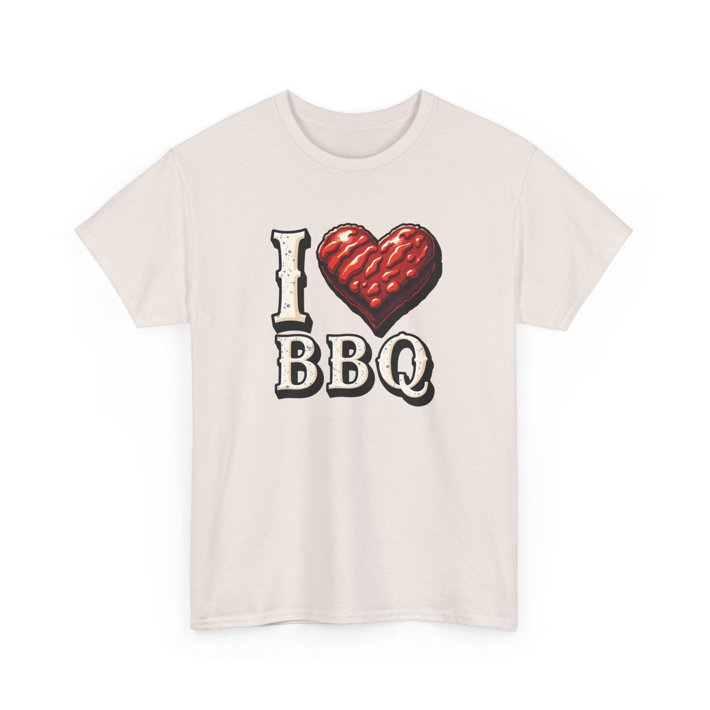 I Love BBQ Unisex Heavy Cotton Tee - Perfect for BBQ Lovers, Summer Cookouts, Grilling Events, Foodie Gift, Casual Wear - Psychonaut Swag