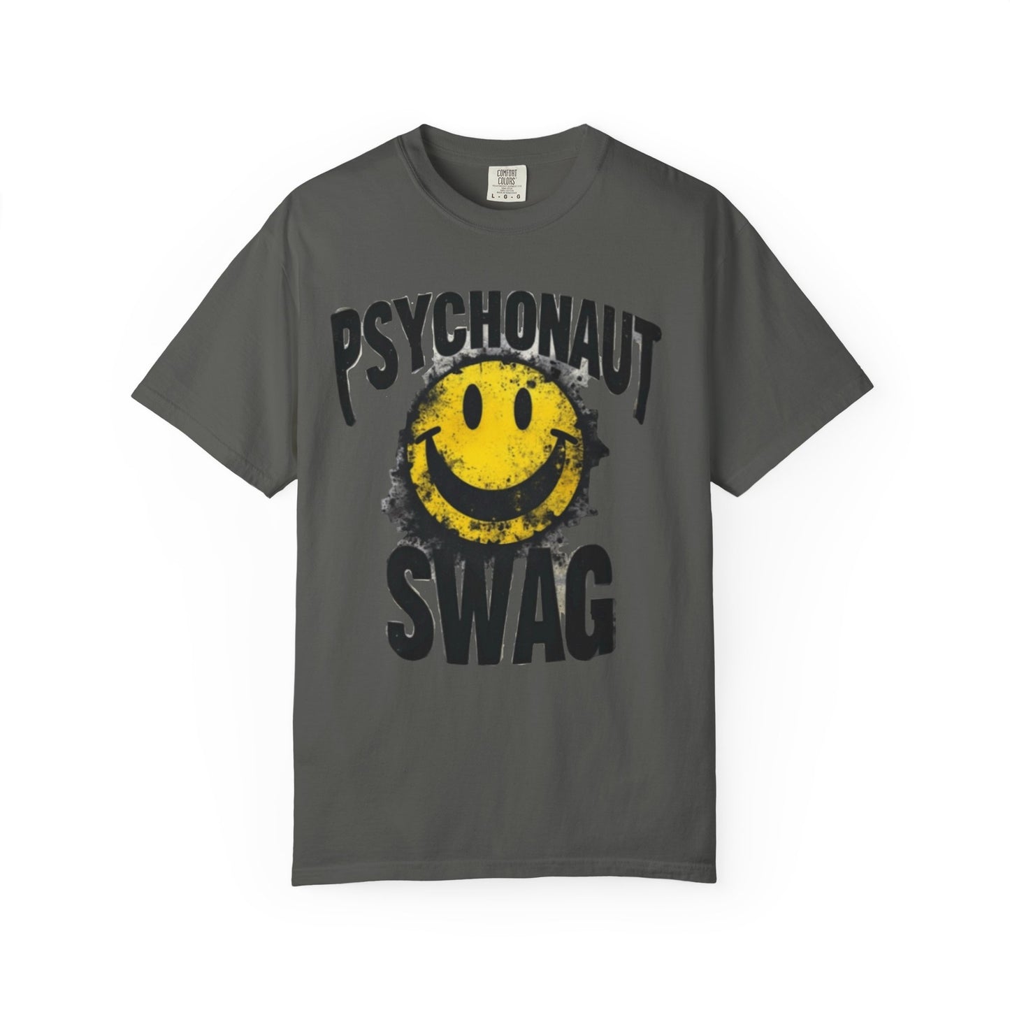 Psychonaut Swag Yellow Smiley Face, Trendy Graphic Tee for Festival Lovers, Casual Wear, Gifts, Street Style