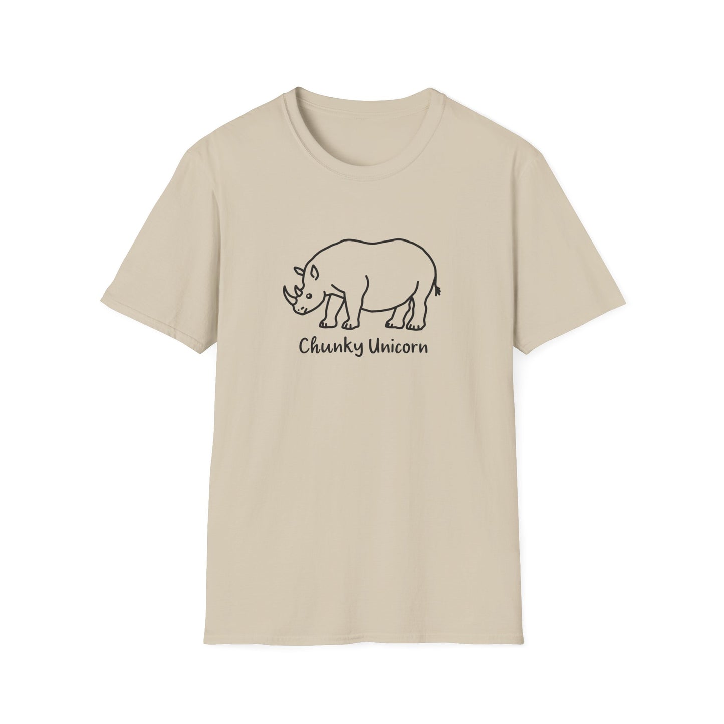 Chunky Unicorn, Rhino, Unisex Softstyle T-Shirt, Funny Tee, Gift for Animal Lovers, Casual Wear, Birthday Present, Unique Graphic Shirt