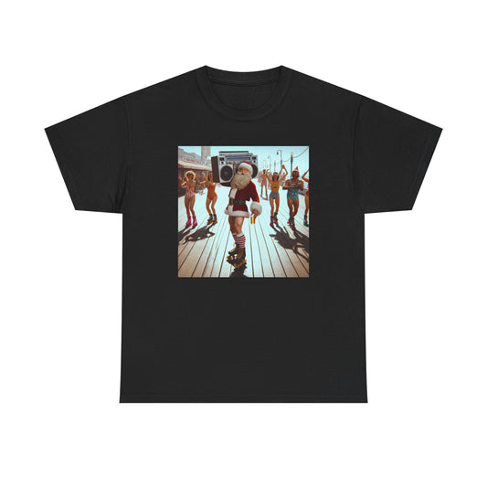 Santa Boombox Retro Christmas Tee — Holiday Dance Party T-Shirt