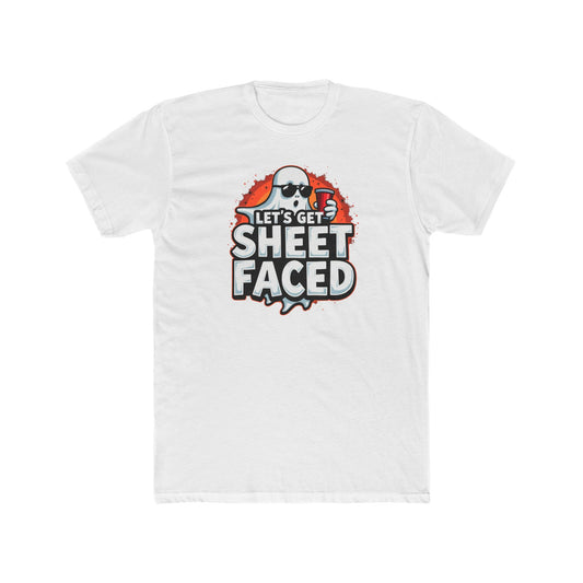 Crew Tee – "Let's Get Sheet Faced" Halloween Ghost Party T‑Shirt