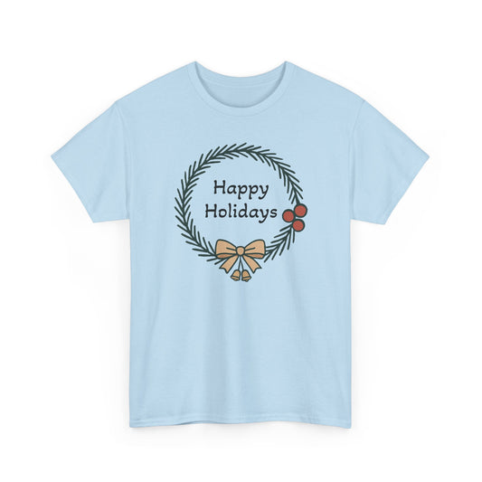 Happy Holiday Wreath, Unisex Heavy Cotton Tee