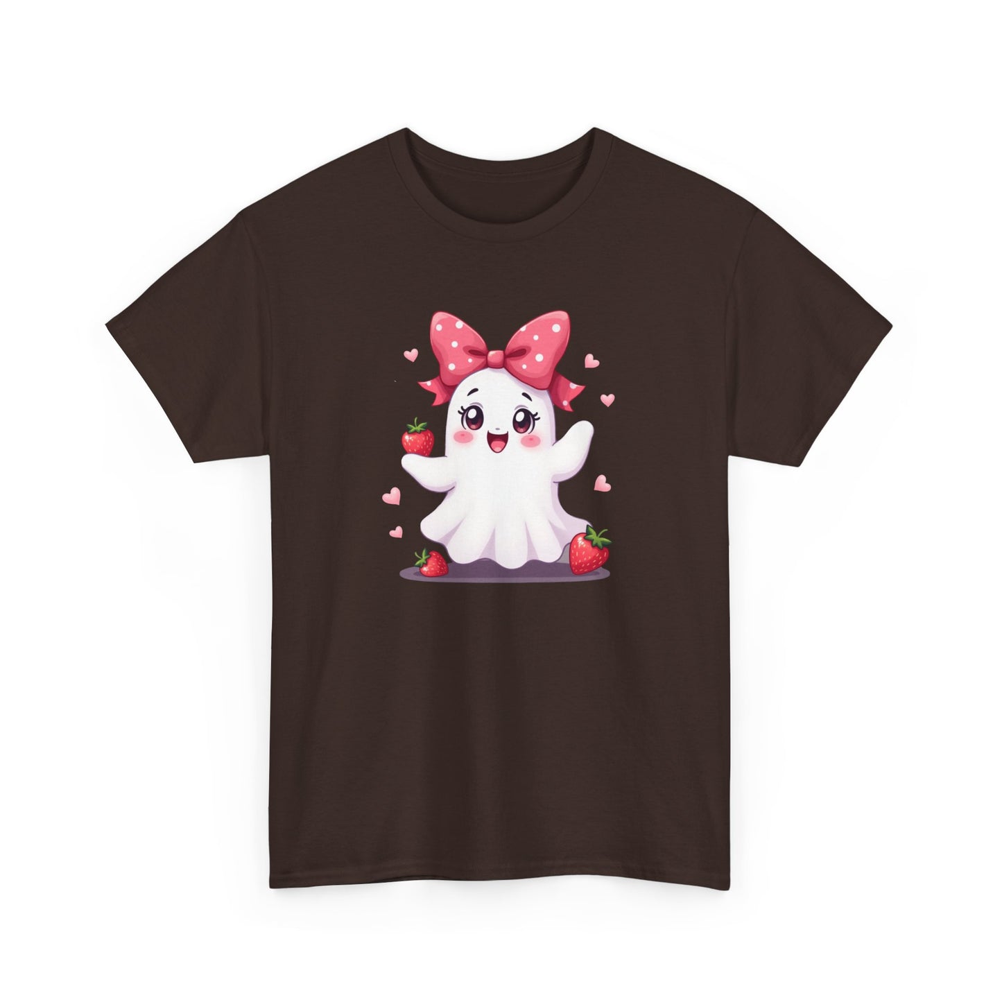 Cute Ghost Strawberry Unisex Tee, Perfect for Halloween, Gift, Casual Wear, Festival Shirt, Summer Vibes, Kawaii Apparel