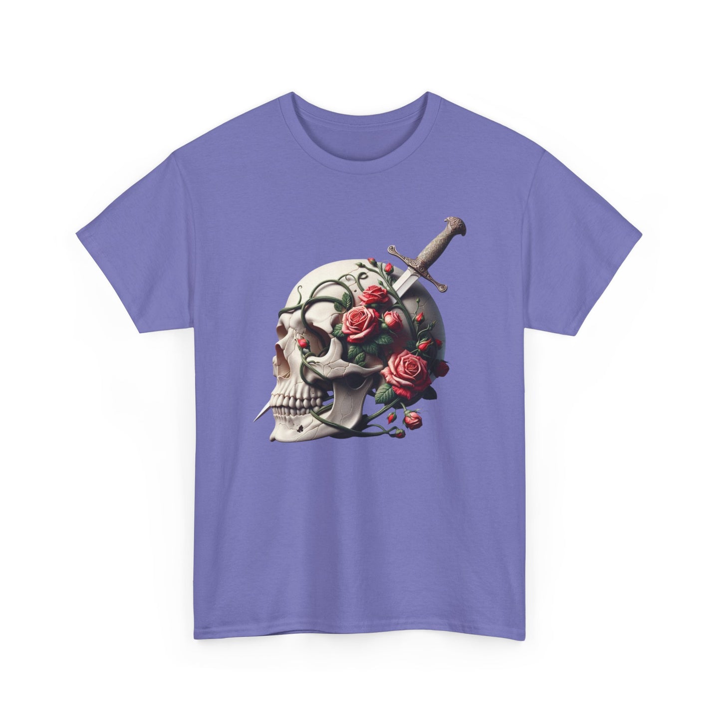 Skull & Roses Unisex Heavy Cotton Tee - Edgy Graphic T-Shirt for Alternative Fashion - Psychonaut Swag