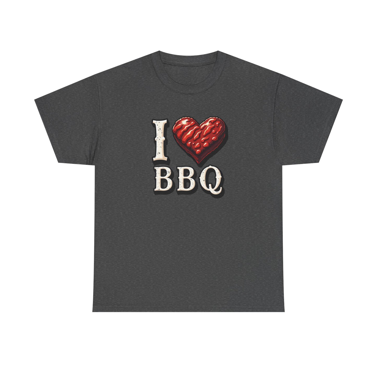 I Love BBQ Unisex Heavy Cotton Tee - Perfect for BBQ Lovers, Summer Cookouts, Grilling Events, Foodie Gift, Casual Wear - Psychonaut Swag