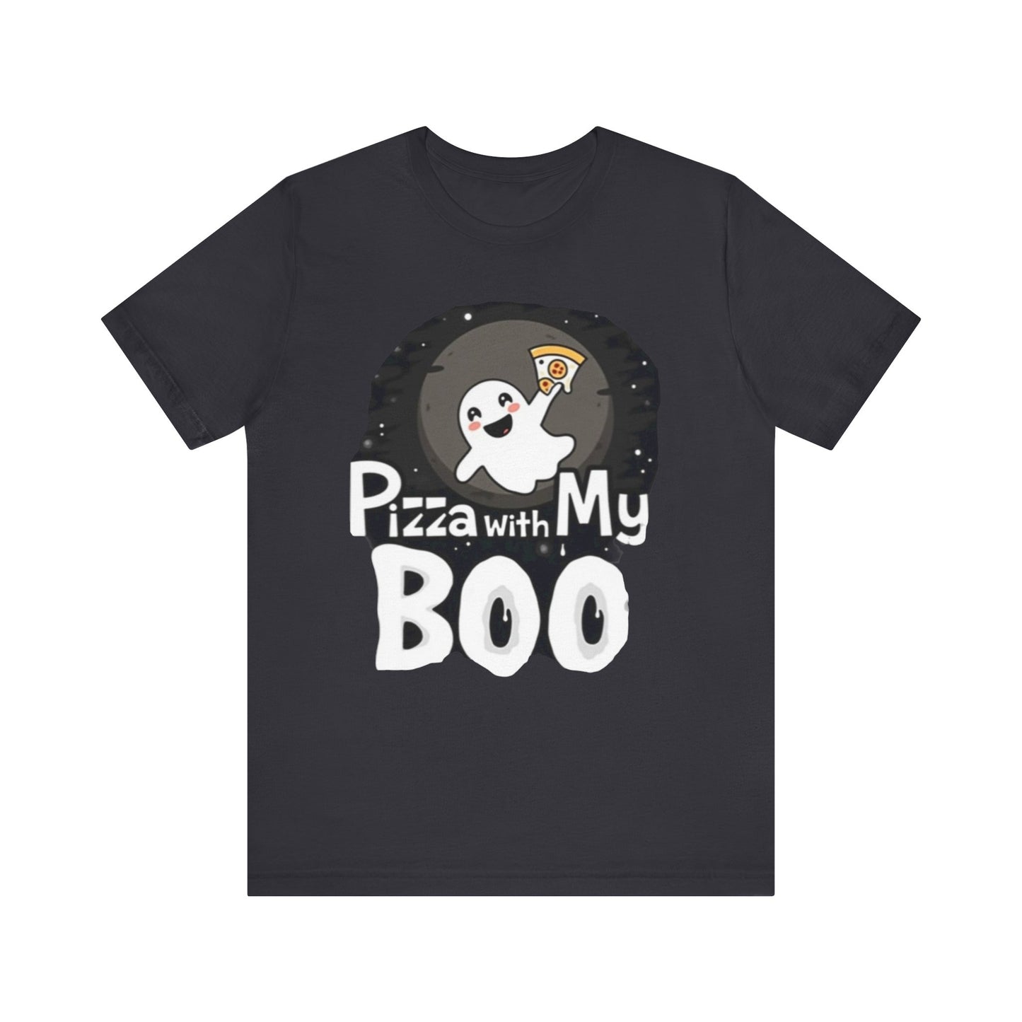 Ghost Pizza Boo Tee - Unisex Jersey Short Sleeve T-Shirt, Funny Halloween Shirt, Spooky Costume, Ghost Lover Gift, October Celebration