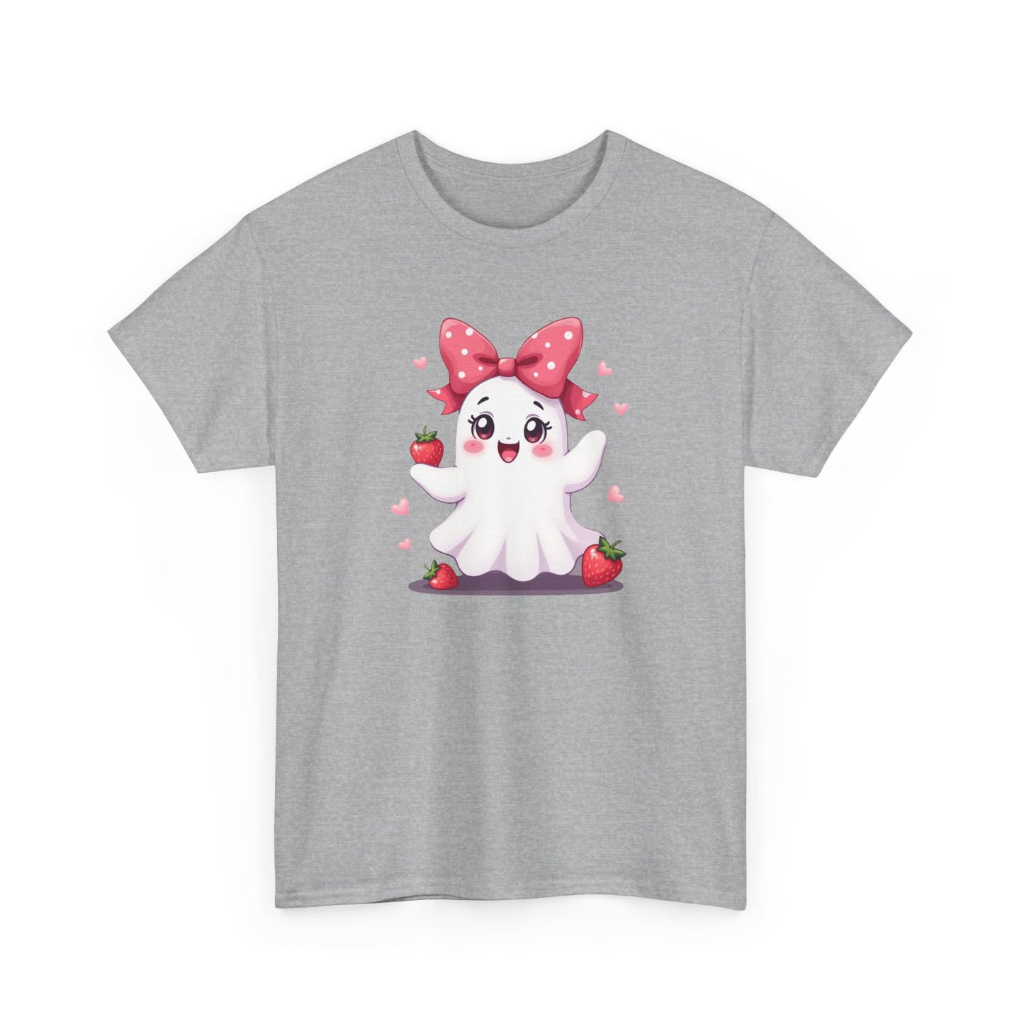 Cute Ghost Strawberry Unisex Tee, Perfect for Halloween, Gift, Casual Wear, Festival Shirt, Summer Vibes, Kawaii Apparel