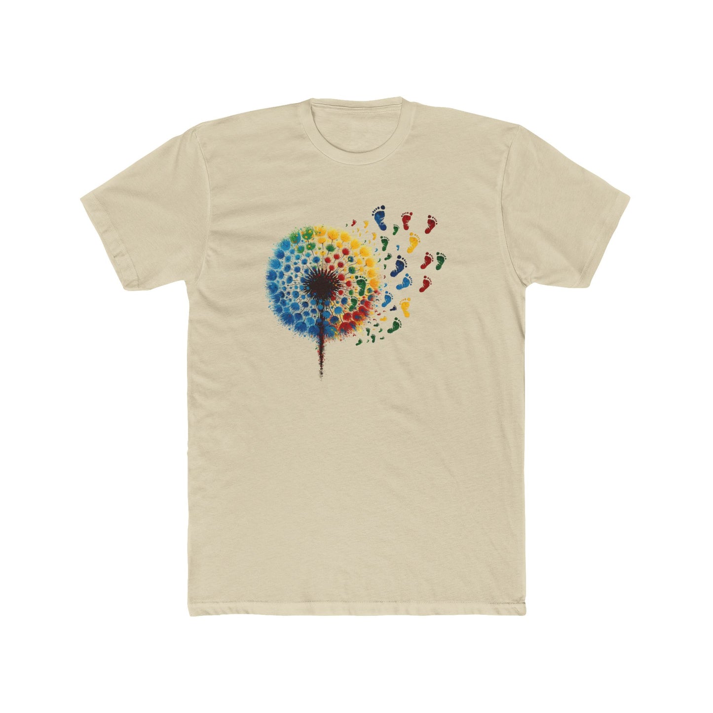 Colorful Dandelion Unisex Cotton Crew Tee, Gift for Nature Lovers, Casual Wear, Art T-Shirt, Eco-Friendly Fashion, Summer Style - Psychonaut Swag