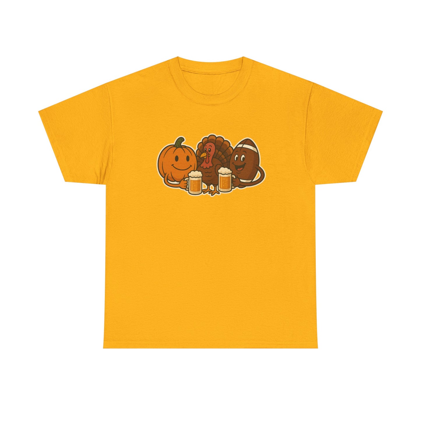 Thanksgiving Day Football & Beer Unisex Cotton Tee, Autumn T-Shirt, Holiday Apparel, Halloween Gift, Family Gathering Outfit, Seasonal Clothing