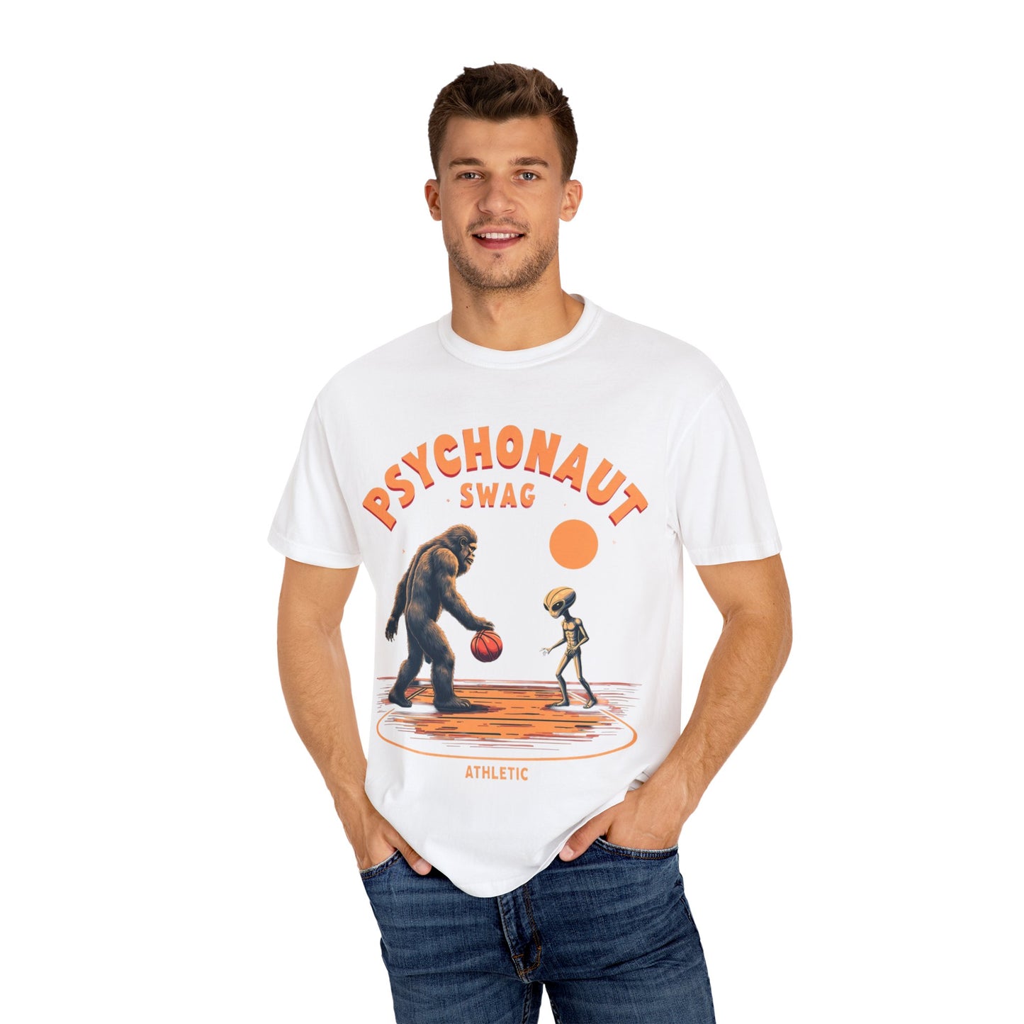 Alien vs Bigfoot, Psychonaut Swag Unisex T-Shirt, Funny Graphic Tee, Unique Gift for Gamers, Outdoor Lovers, Birthday, Casual Wear - Psychonaut Swag
