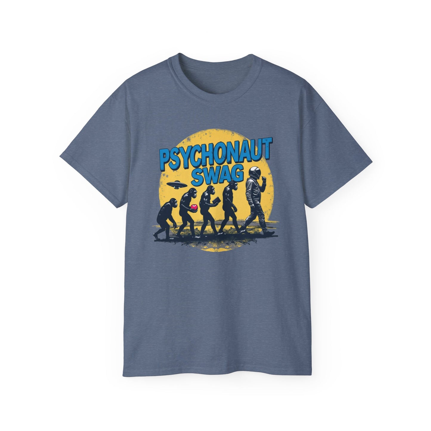 Psychonaut Evolution of Man Sunset, Unisex Tee, Retro Graphic T-Shirt, Music Festival Attire, Gift for Gamers, Casual Streetwear - Psychonaut Swag