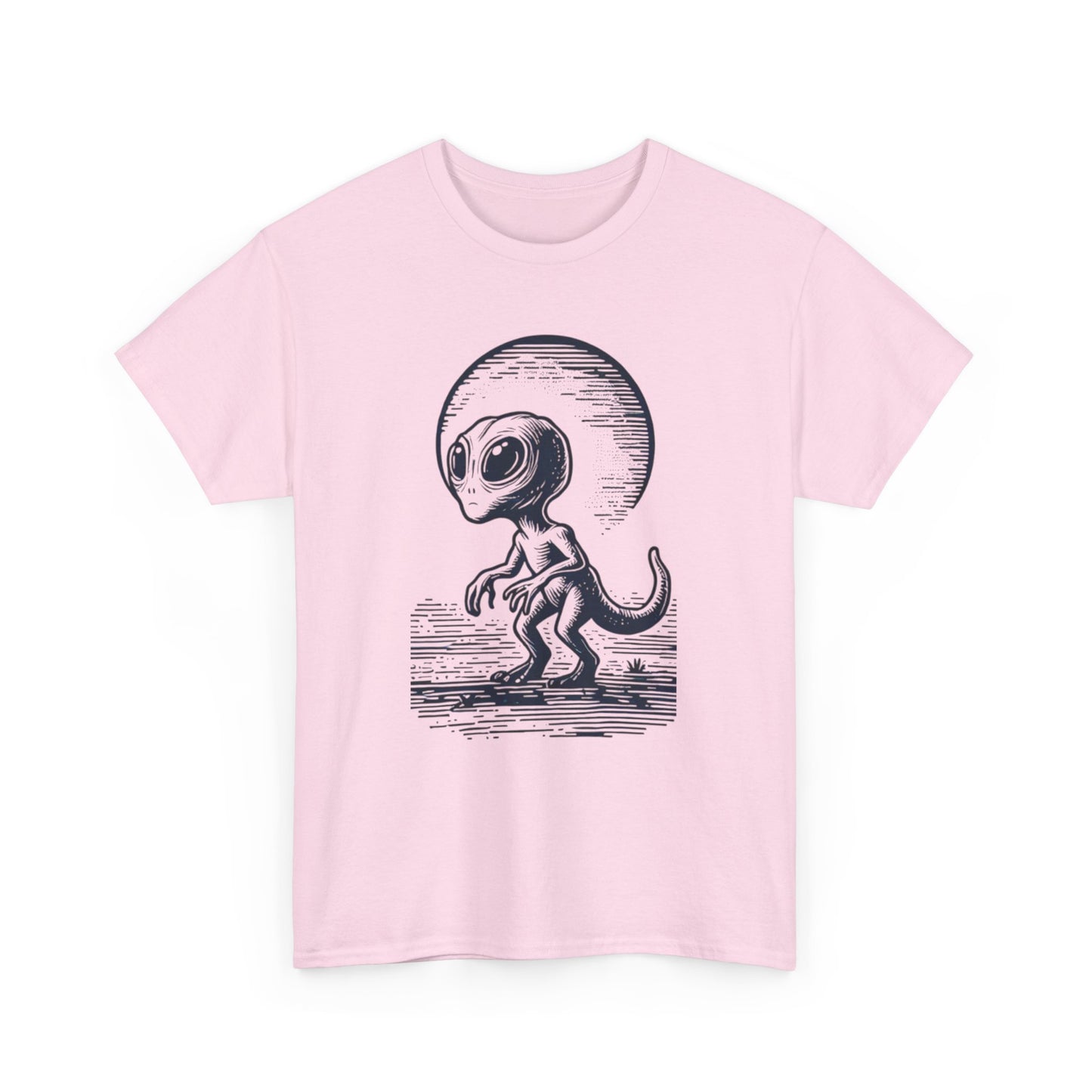 Dinosaur Hybrid, Graphic Unisex Heavy Cotton Tee | UFO Lover T-Shirt | Space-Themed Apparel - Psychonaut Swag
