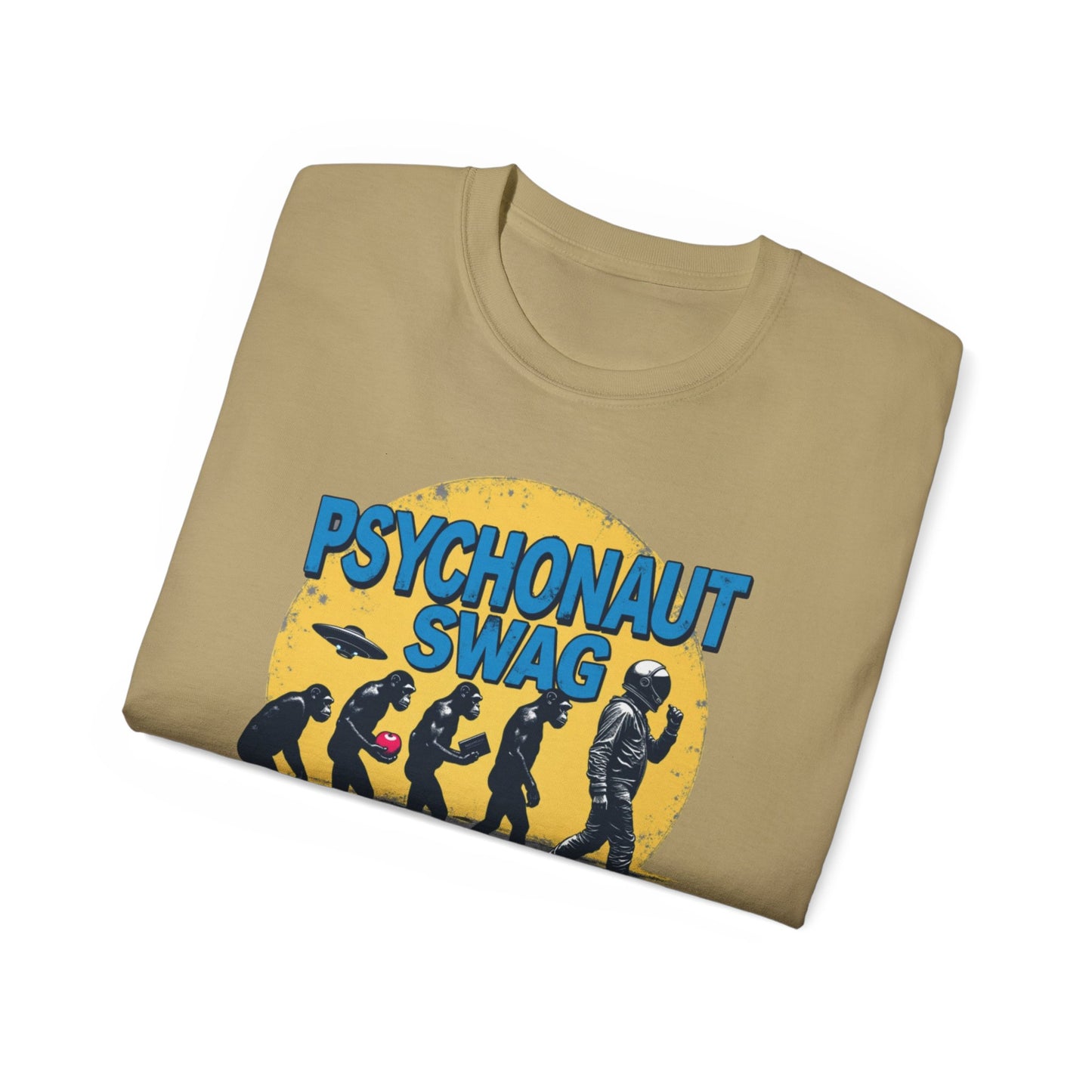 Psychonaut Evolution of Man Sunset, Unisex Tee, Retro Graphic T-Shirt, Music Festival Attire, Gift for Gamers, Casual Streetwear - Psychonaut Swag